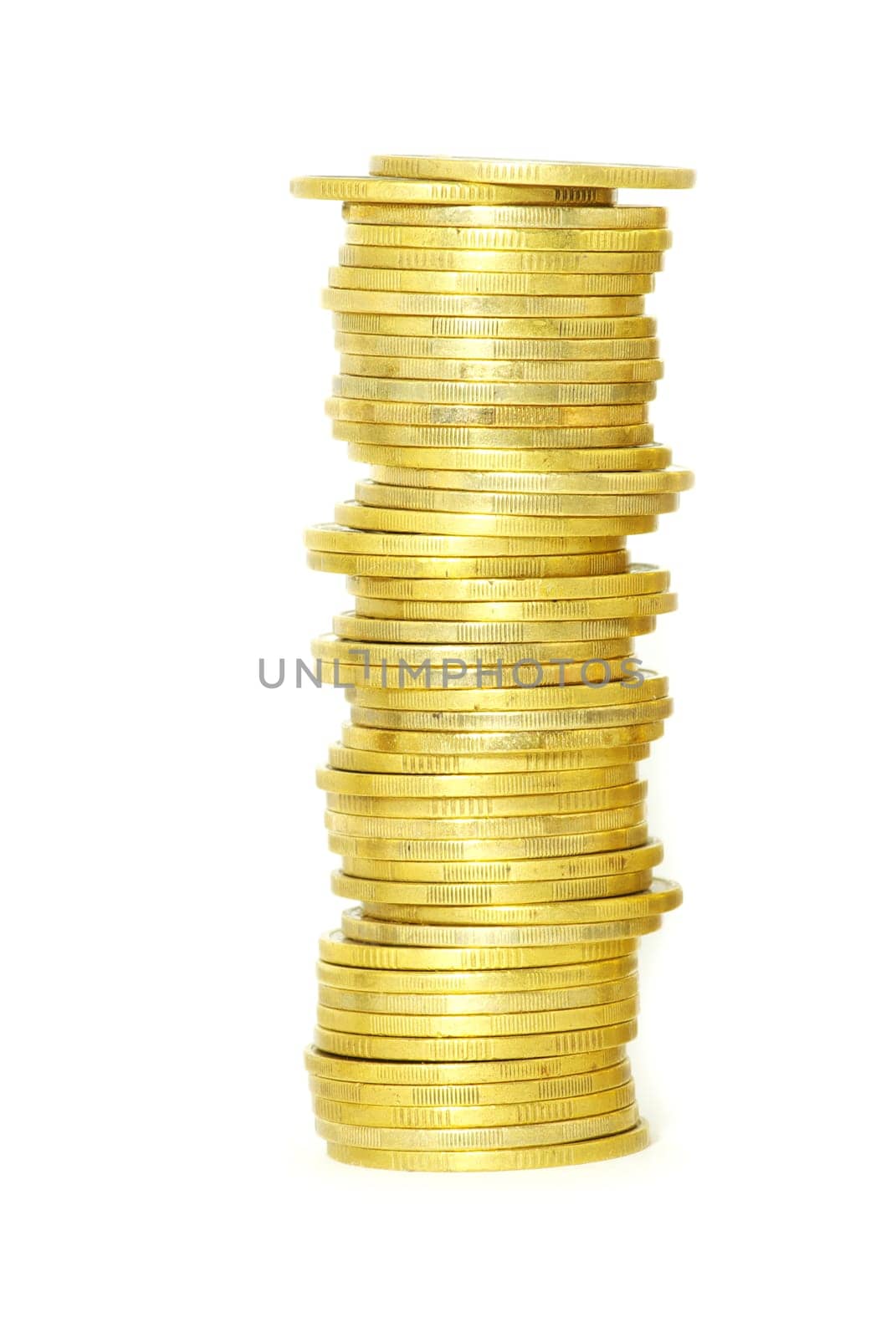 Coin pile isolated on white background