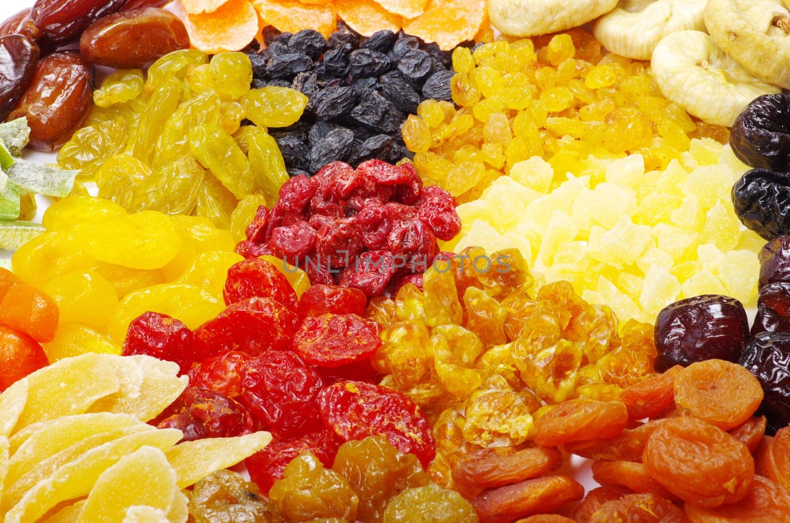 Background made of assorted dried fruits