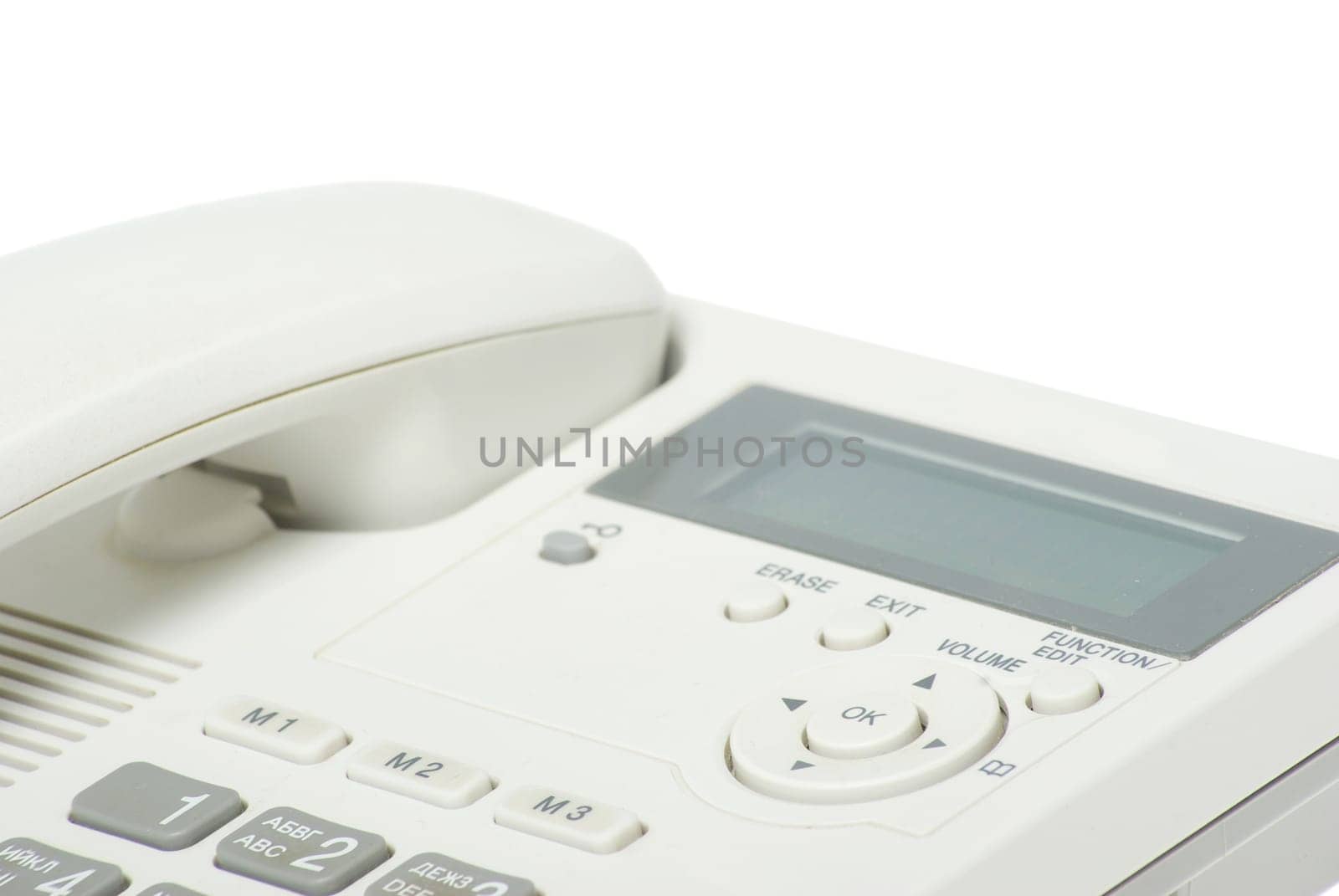 white office telephone on a white  background