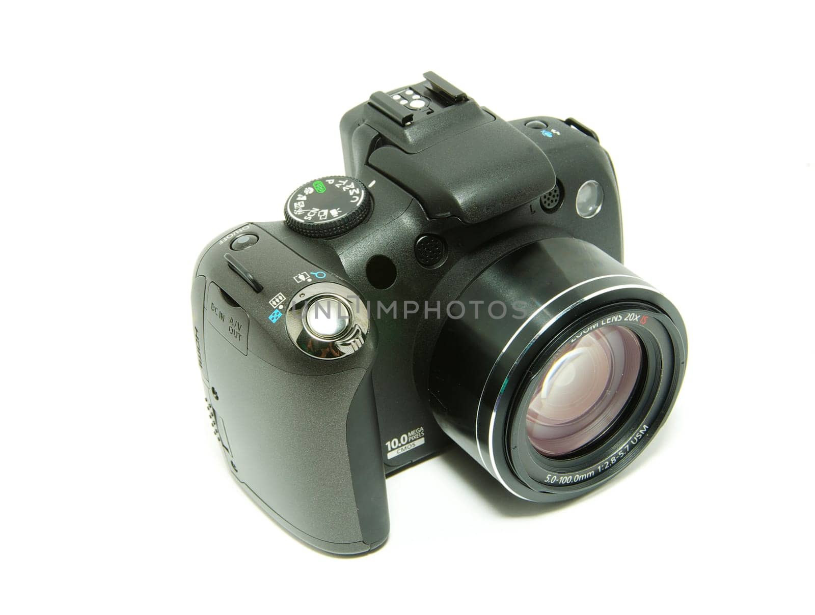 black digital camera isolated on a white