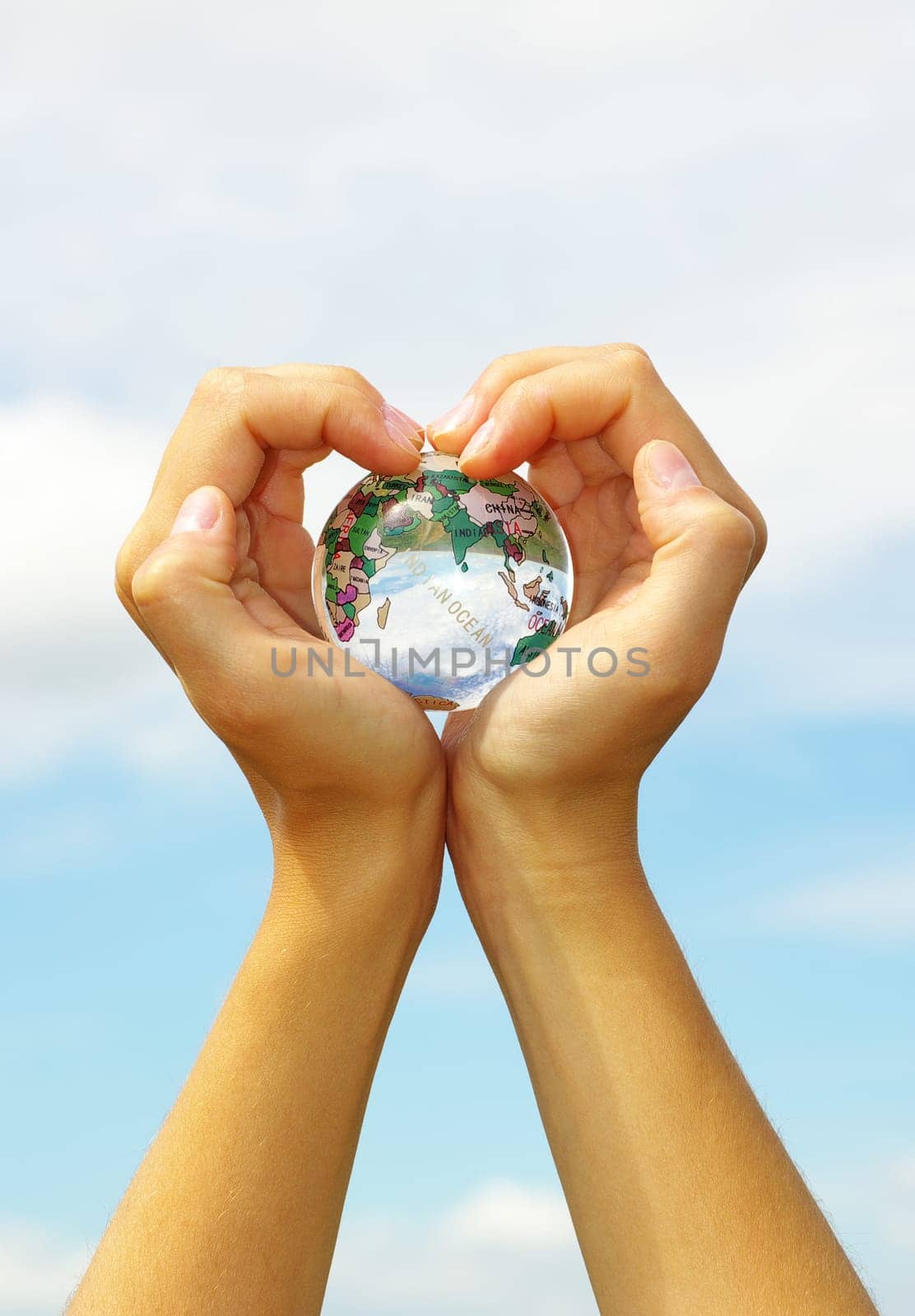 globe on the human hand