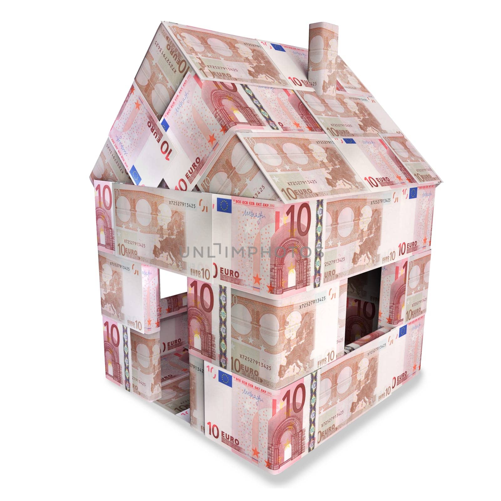 House of 10 euro notes and small money