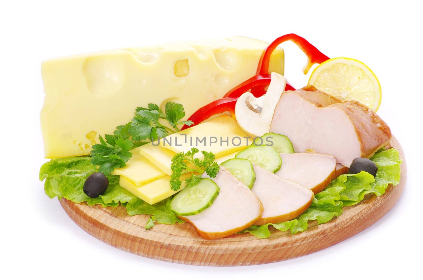 food  bacon with herb parsley isolated on white