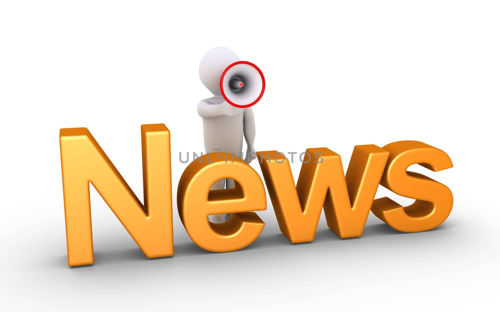 3d person holding a megaphone is behind a News word