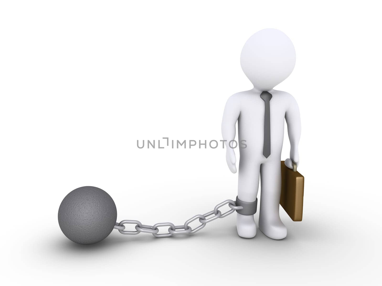 3d businessman is detained by a chain ball