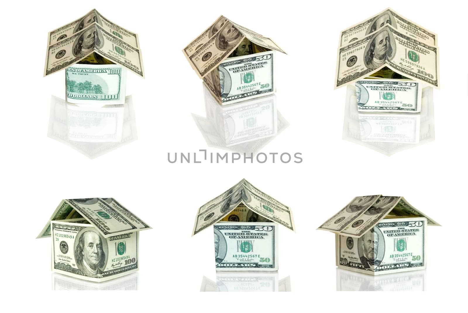Money house on white background