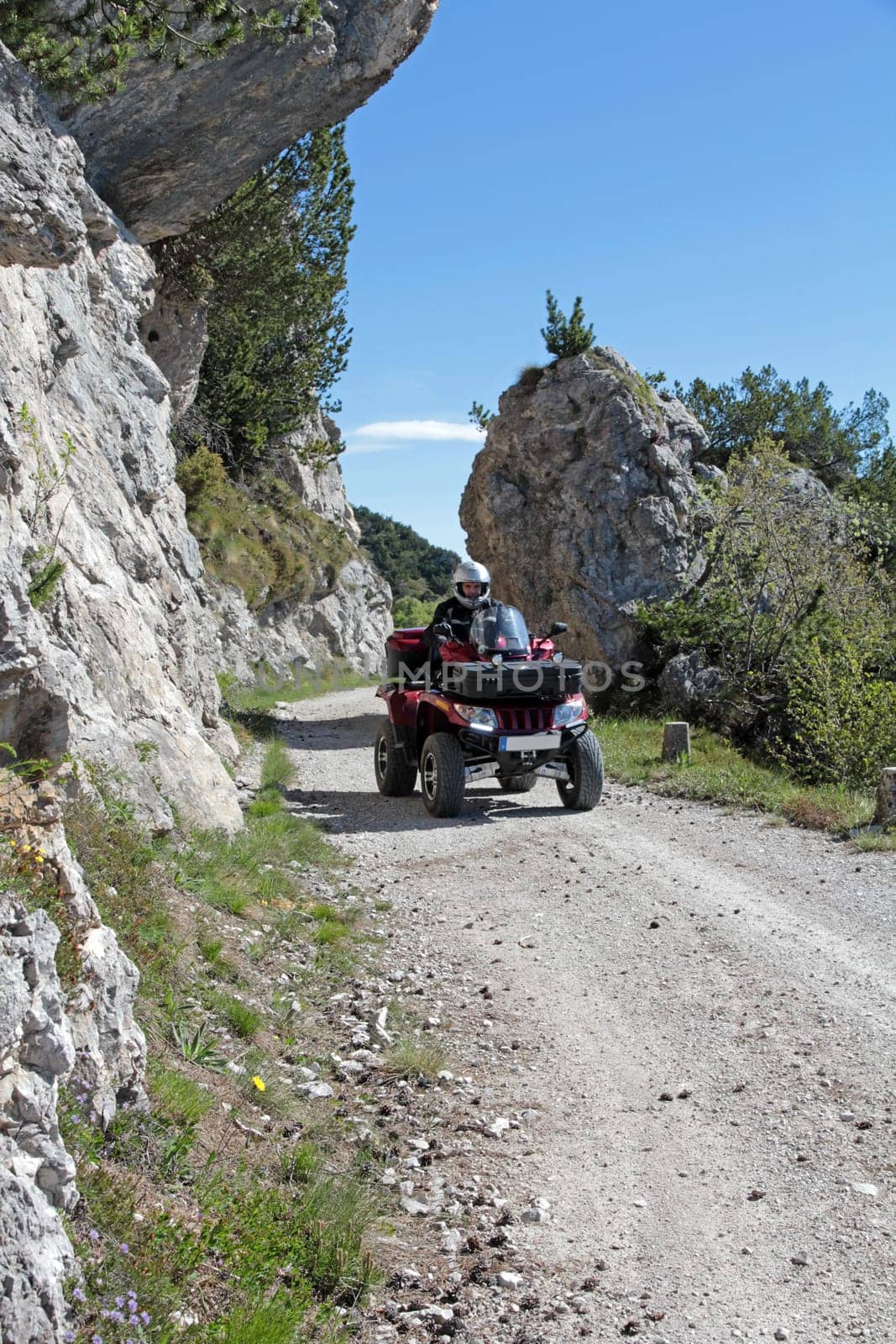 With the ATV on the Tremalzo Pass