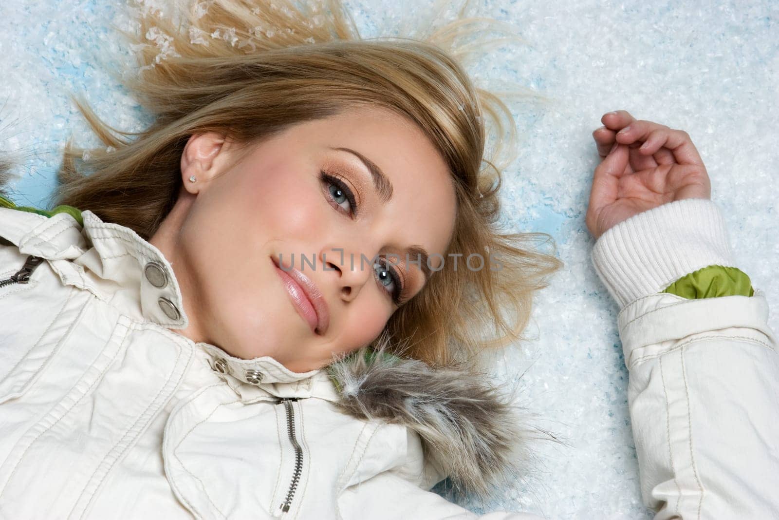 Beautiful pretty winter snow woman