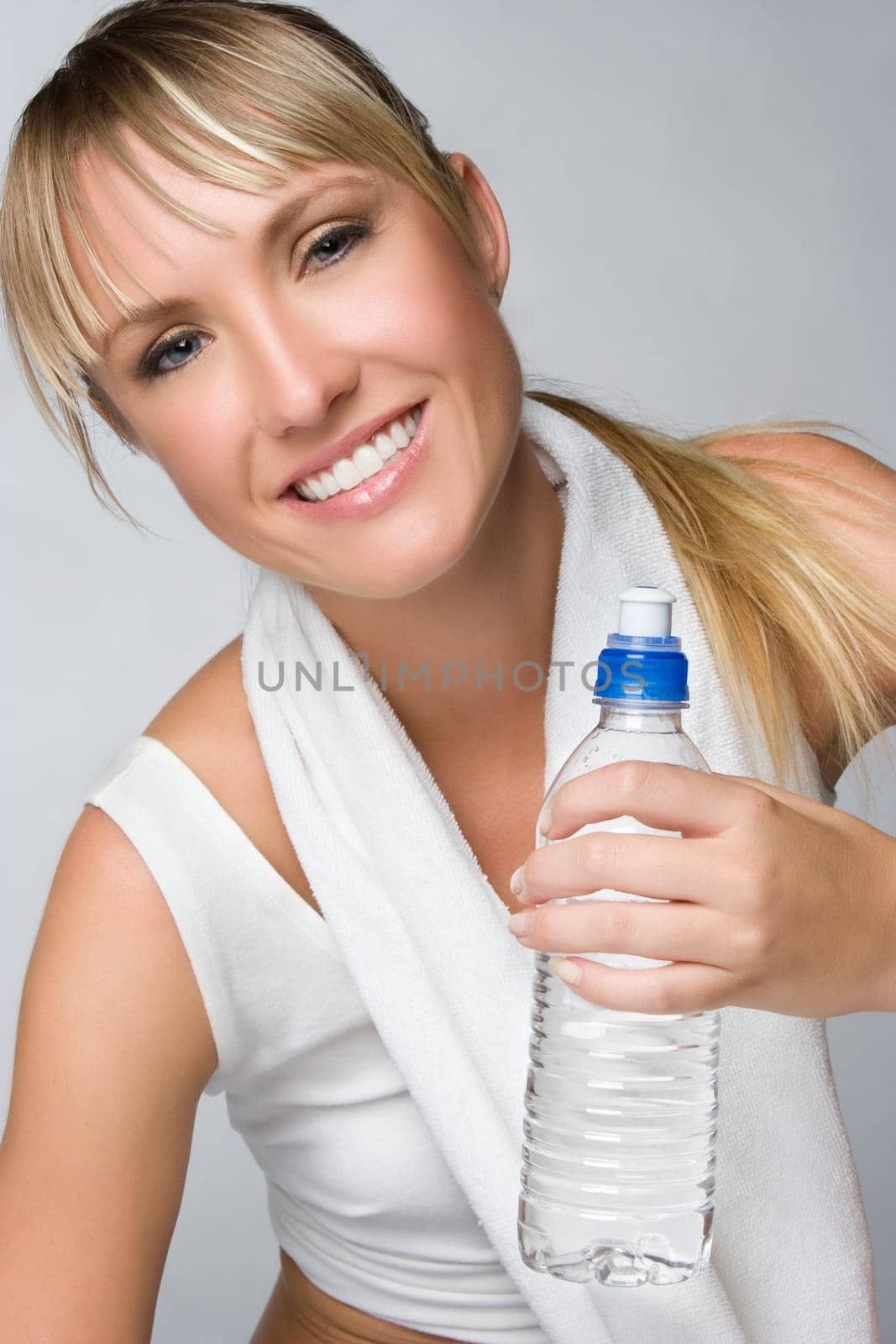 Resting woman holding water bottle