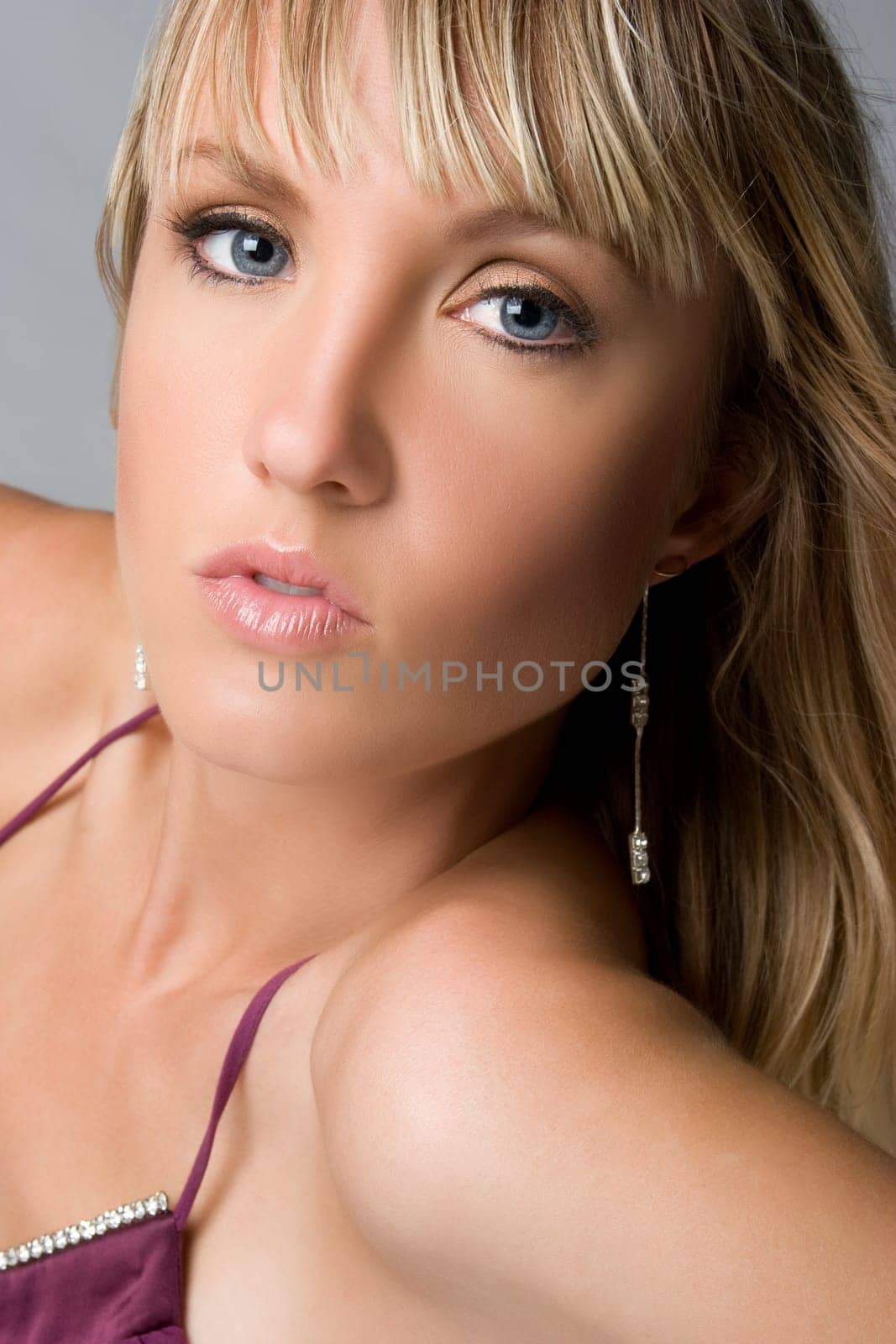 Beautiful blond closeup woman face