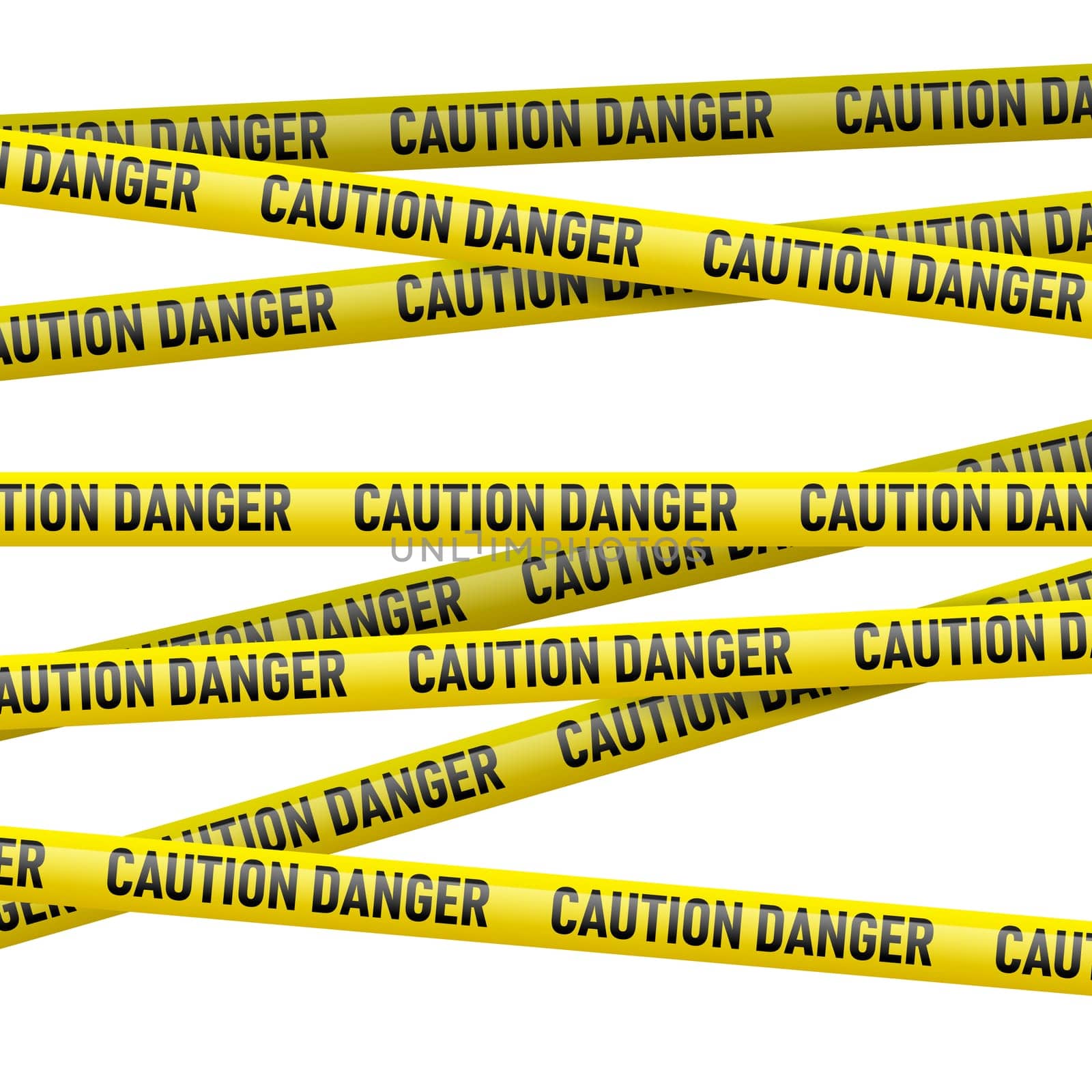 Realistic caution and  danger yellow tape. Illustration on white background