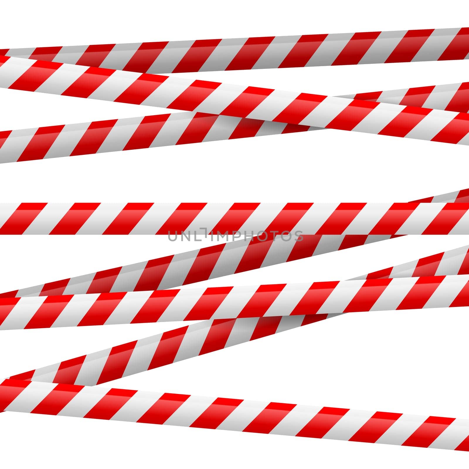 Realistic red and white danger tape. Illustration on white background