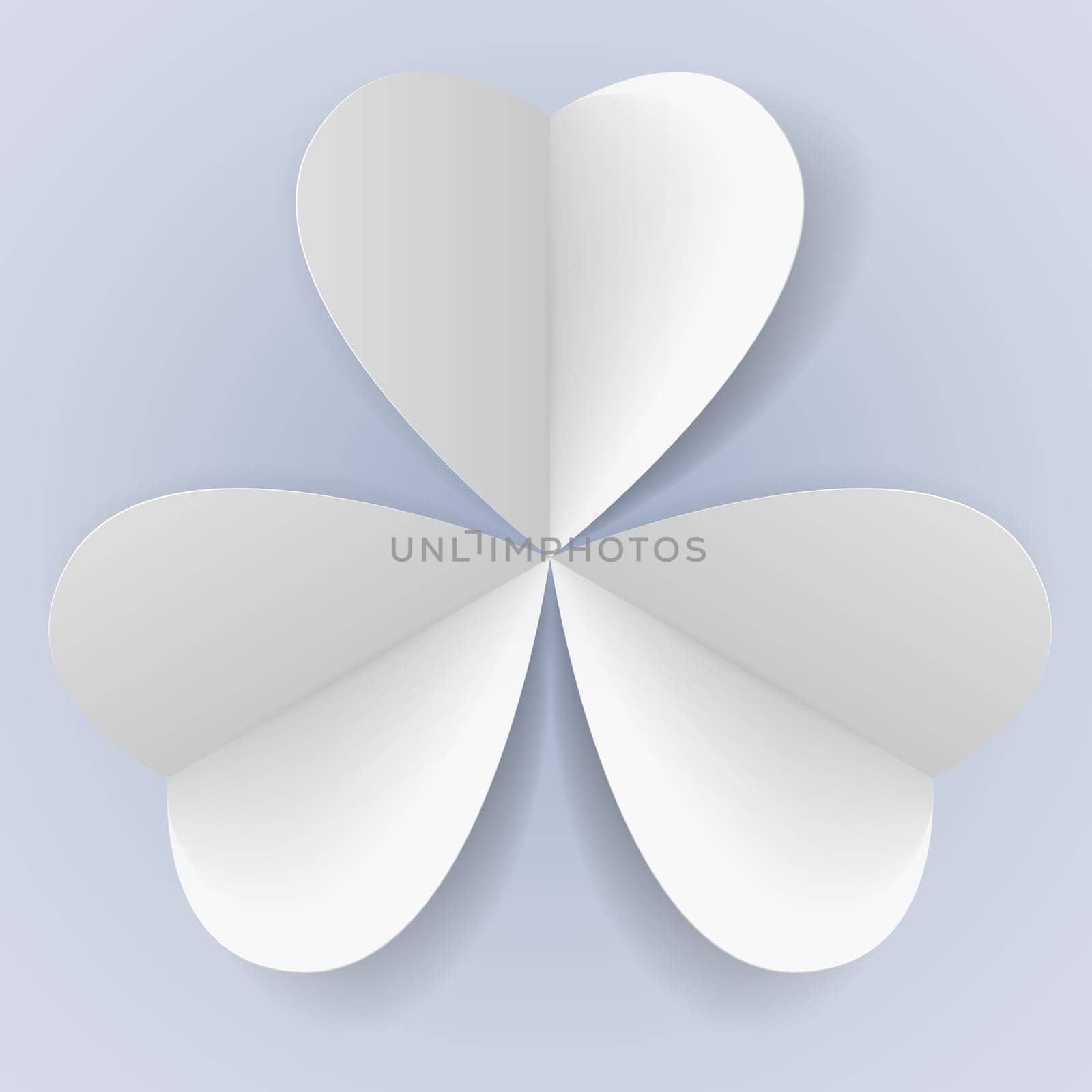Three paper hearts in form of trefoil