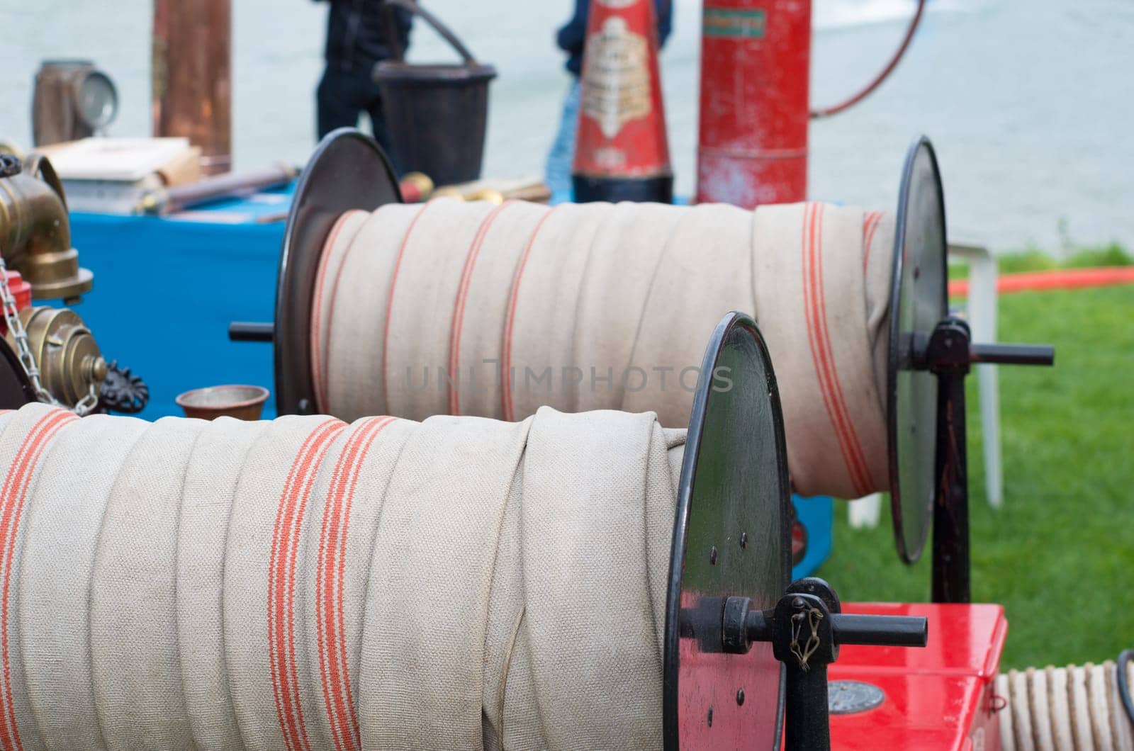 detail of a fire hose reel