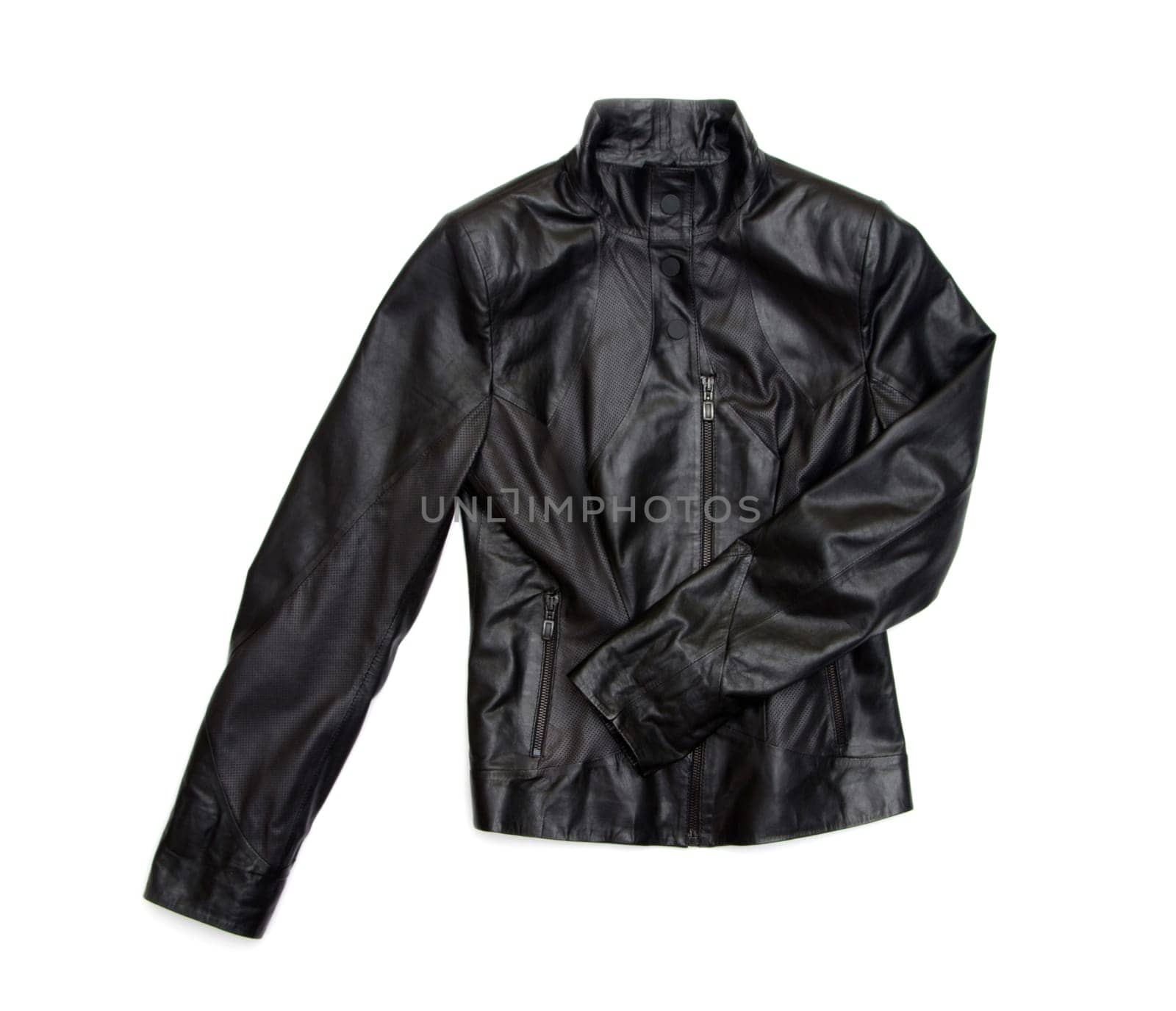 black leather jacket isolated on white background