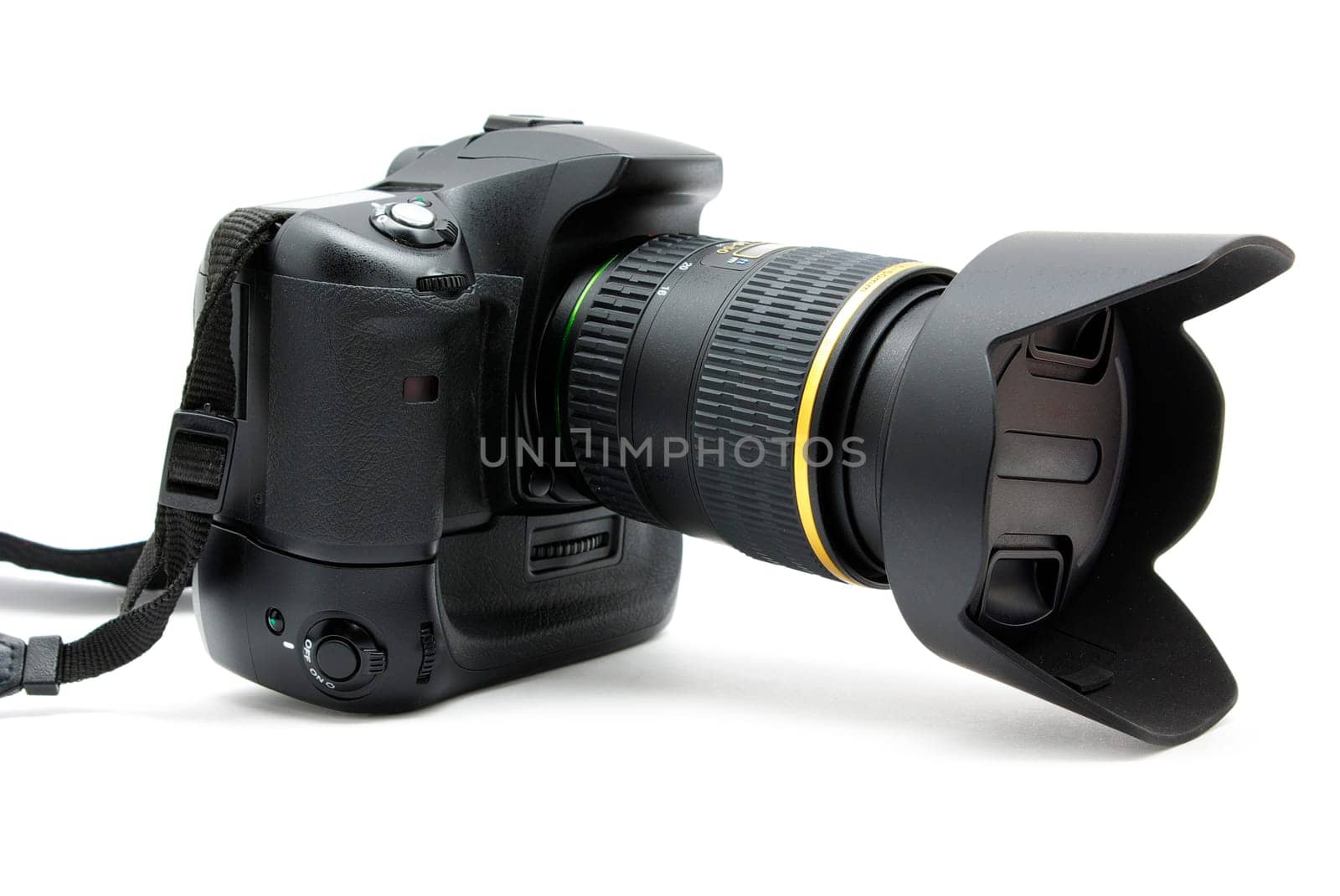 black digital camera isolated on a white