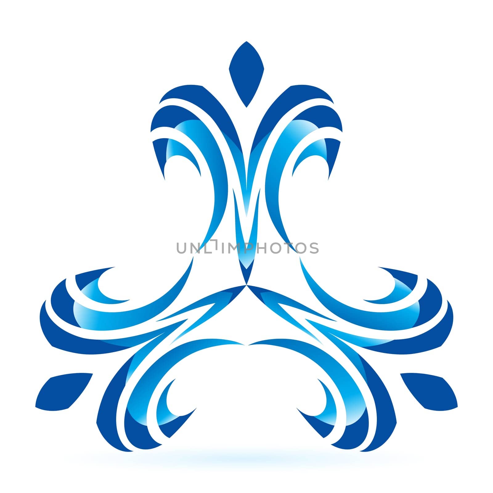 Blue symmetrical graphic on the white background.