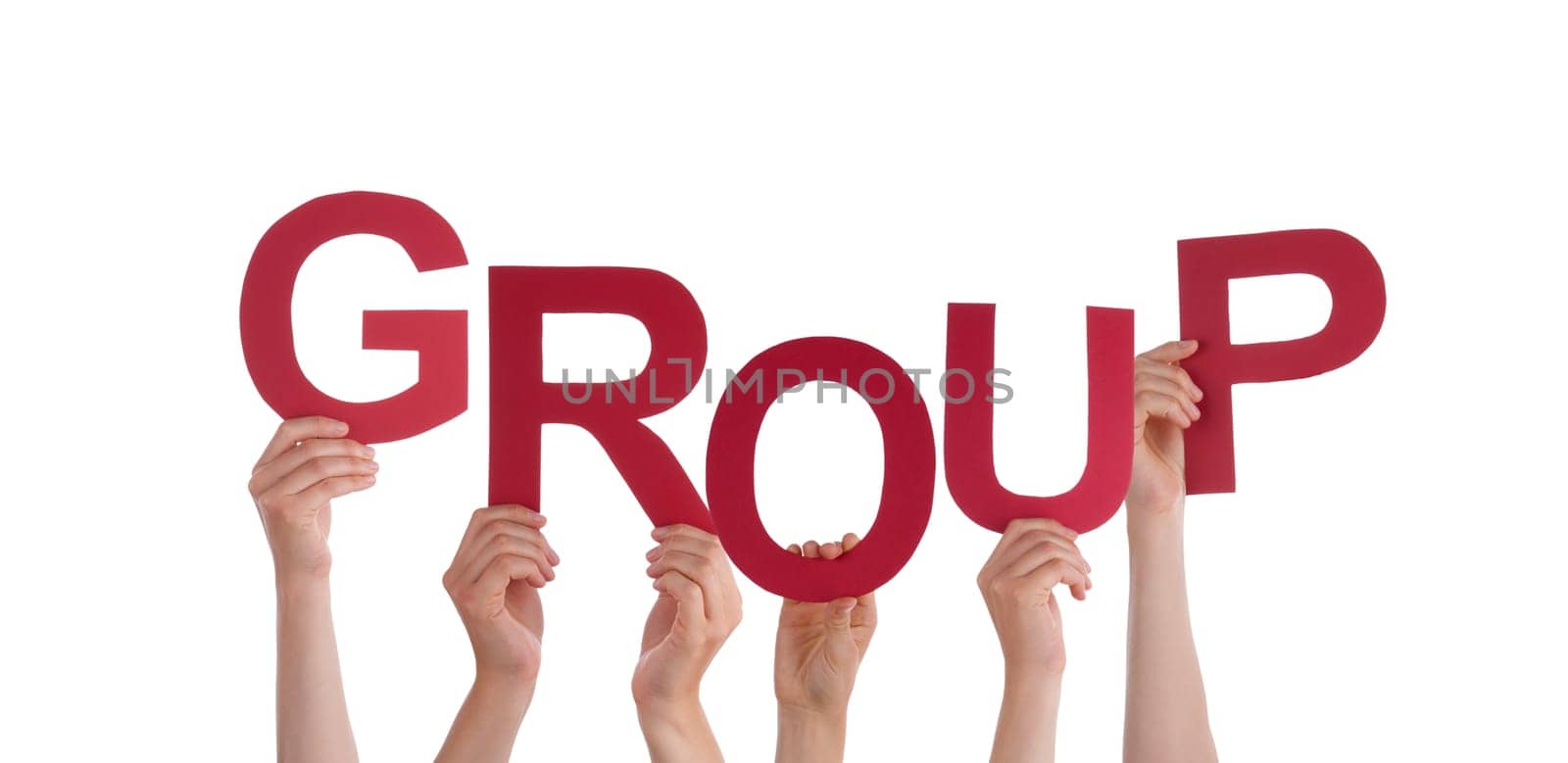 Many Hands Holding the Word Group, Isolated