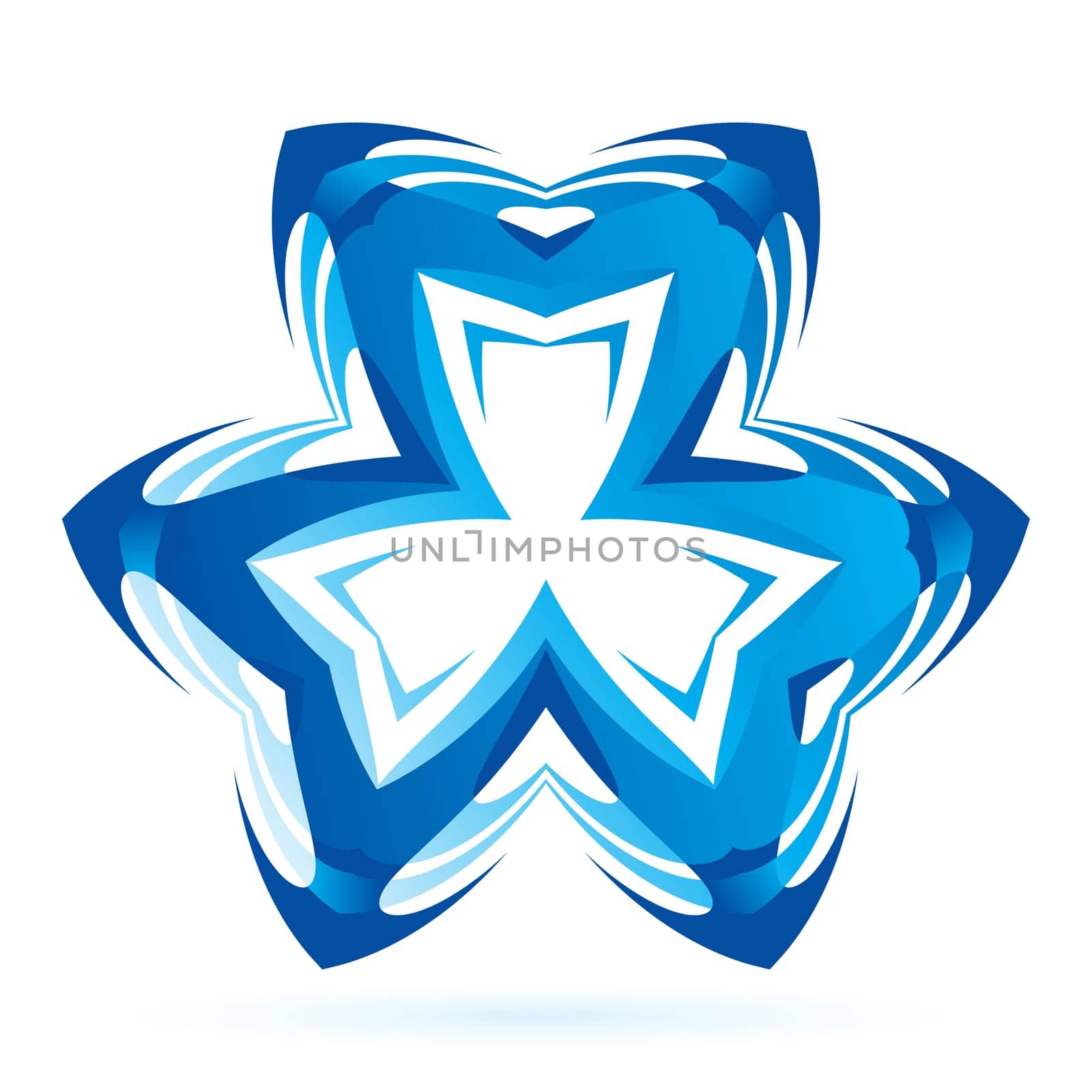 Blue symmetrical symbol on the white background.