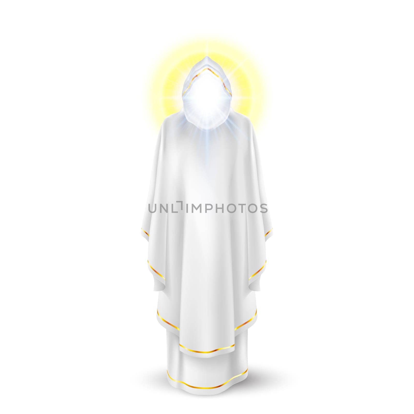White angel, god, archangel with nimbus under head