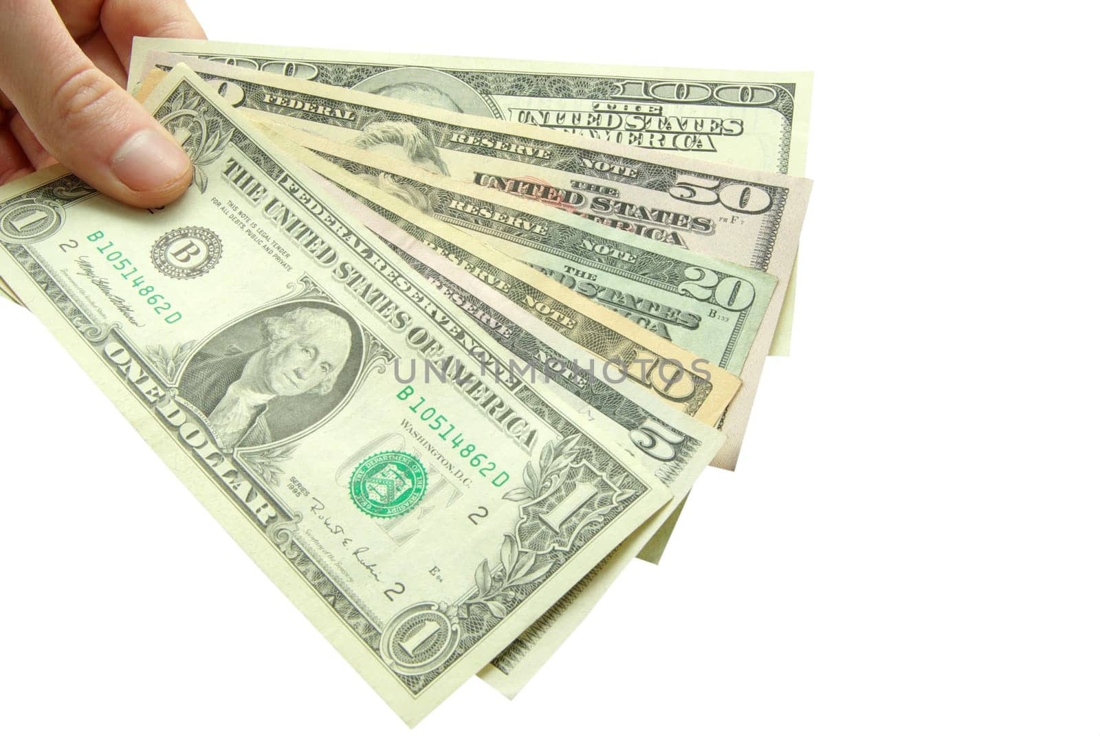 Money in hands isolated on white