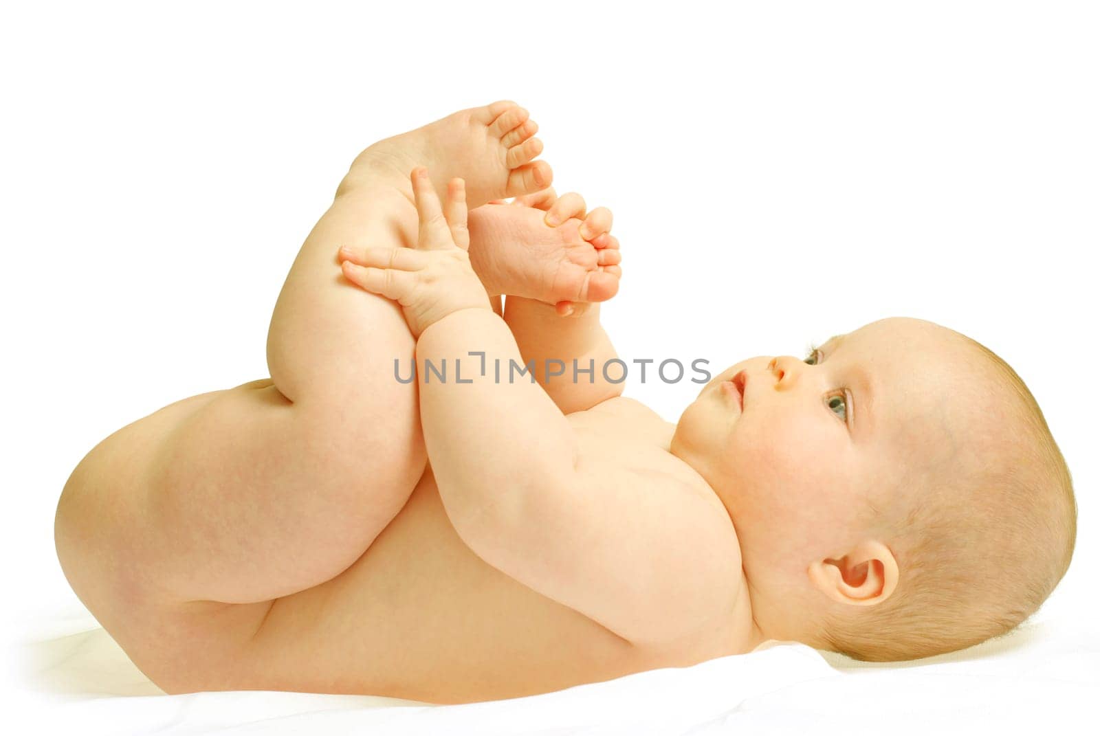 New born baby girl isolated on white