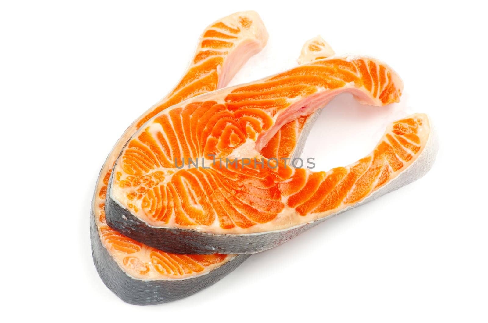raw salmon fillet isolated on white