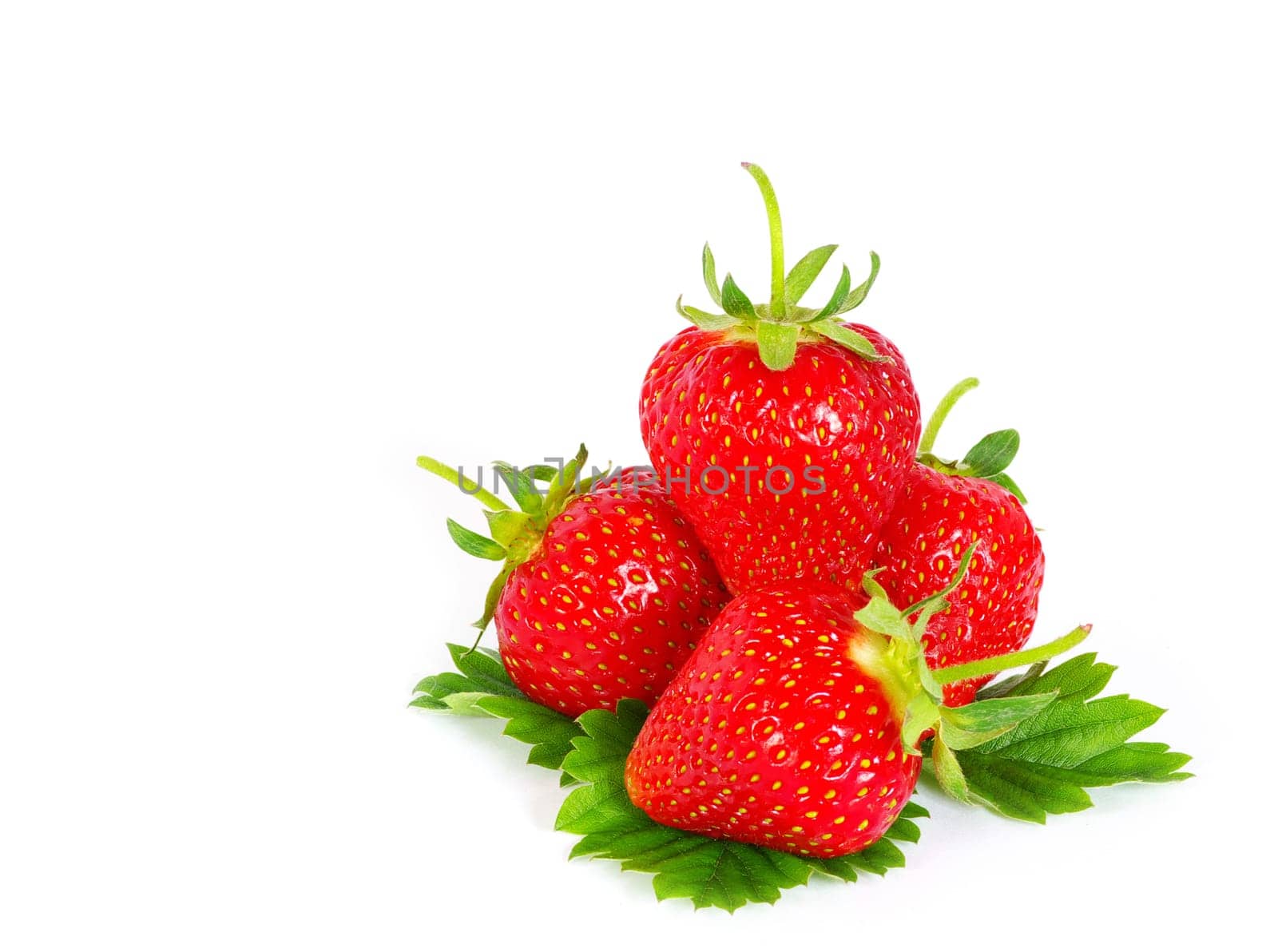 The strawberry isolated over white