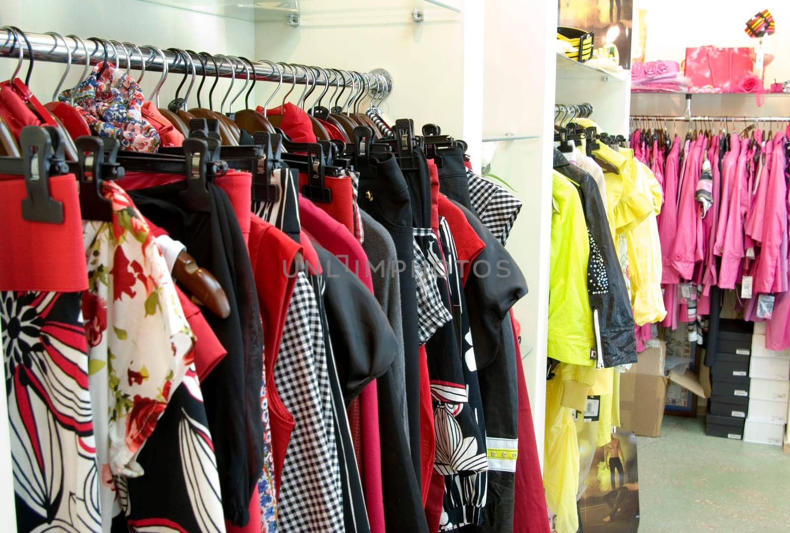 belts and upper clothes in shop