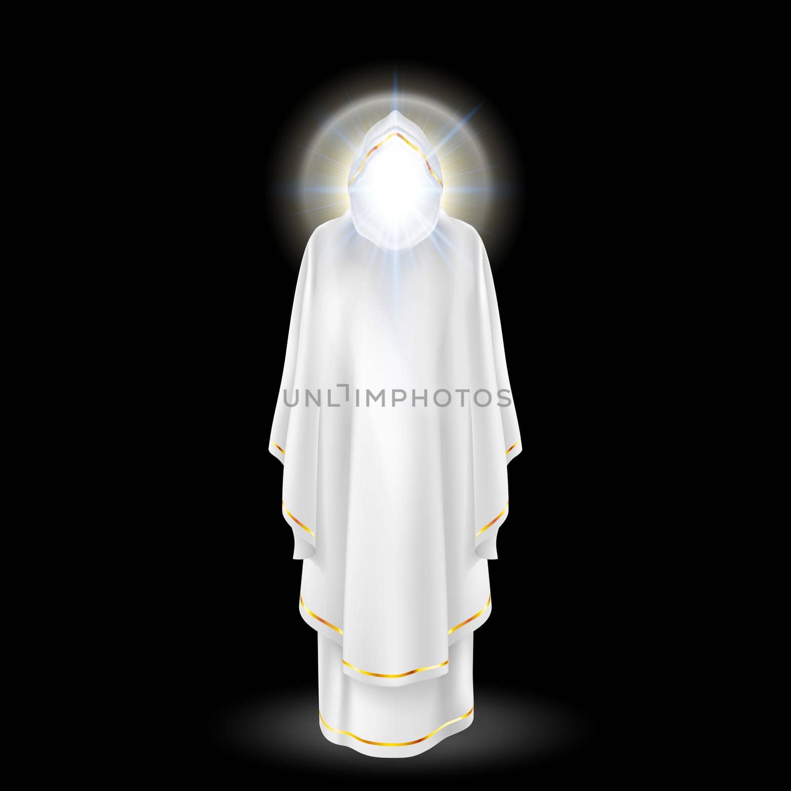 White angel,  archangel with nimbus under head