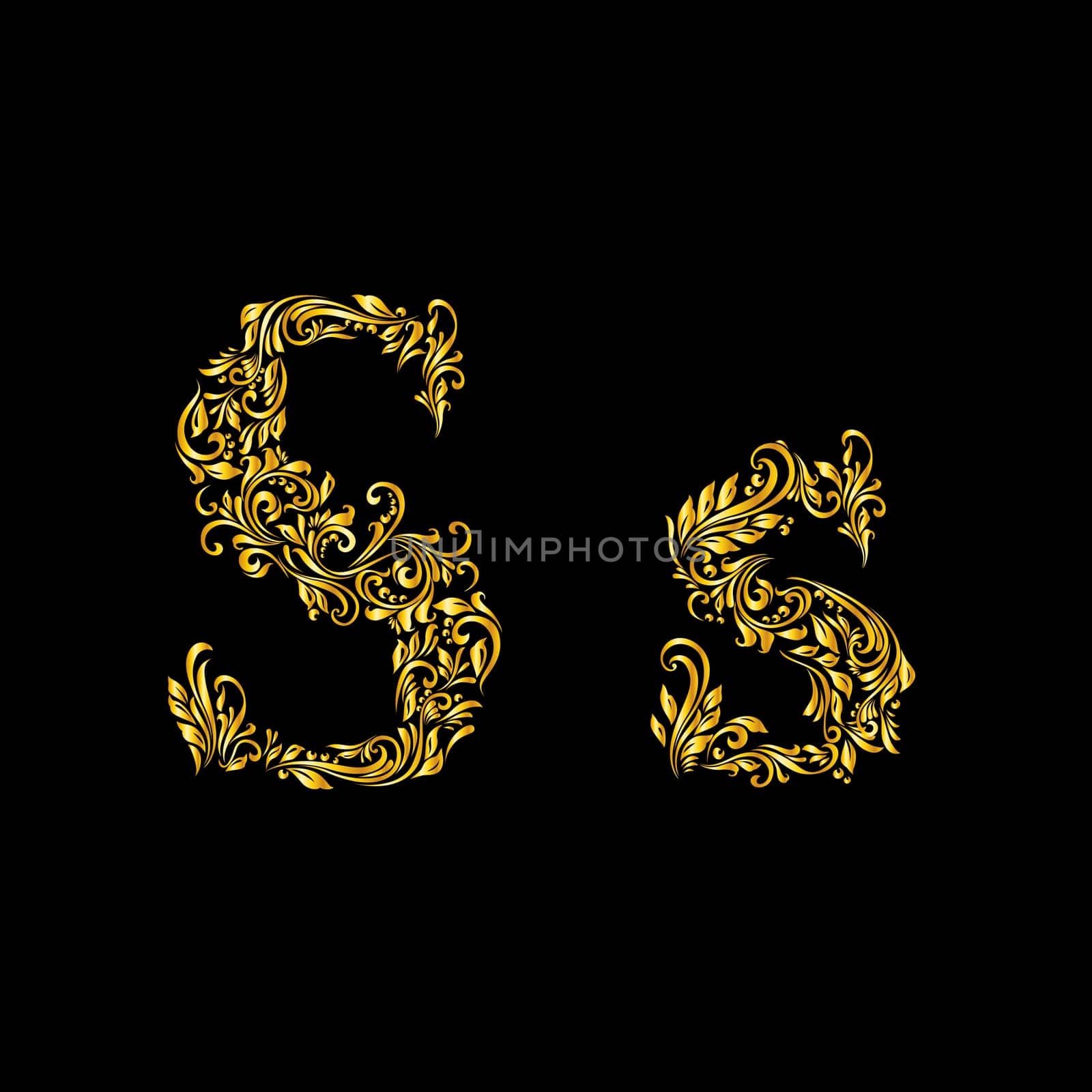 Richly decorated letter 's' in upper and lower case.