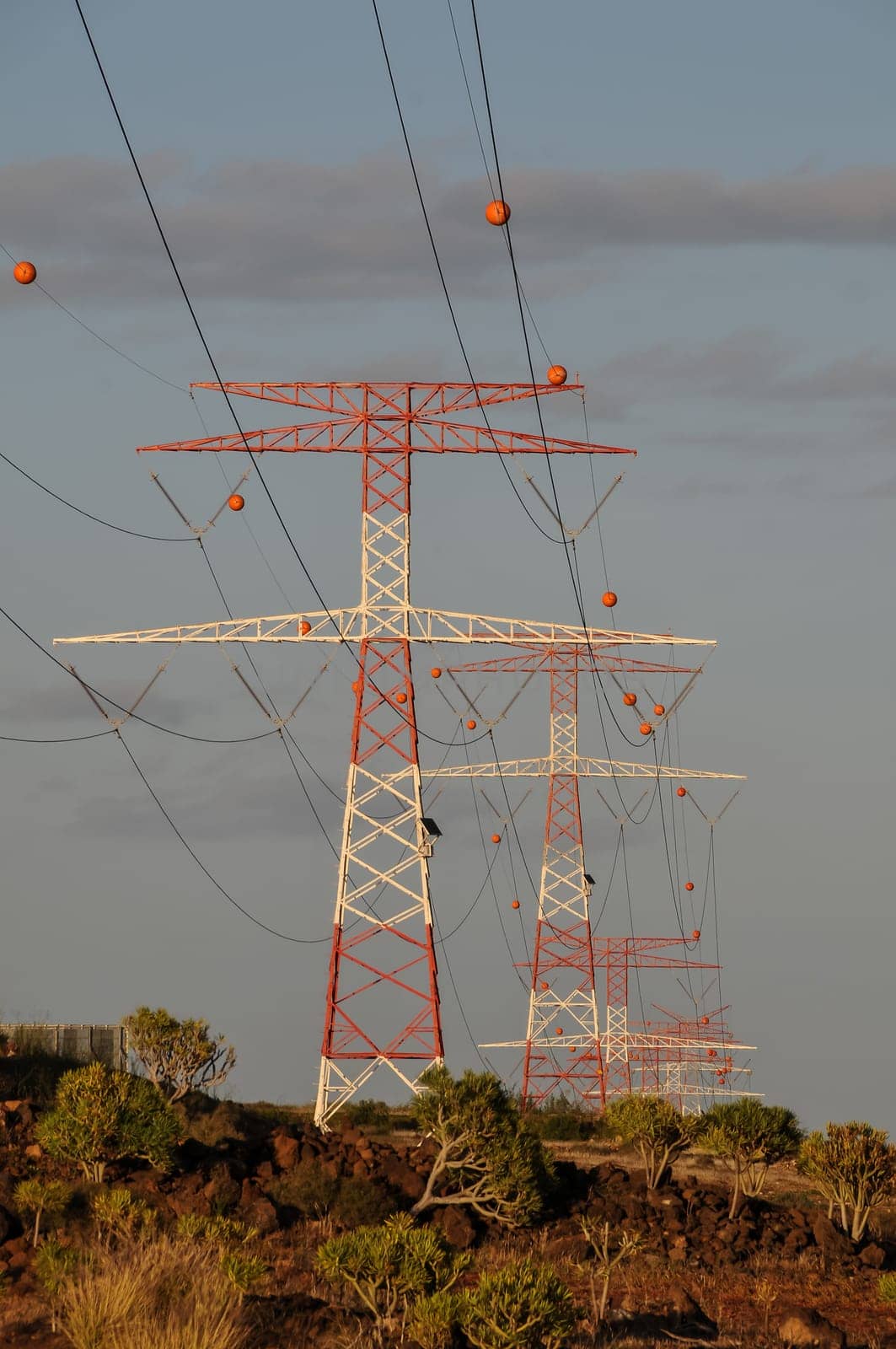 Energy Electricity Power Pylon on a Blue Sky