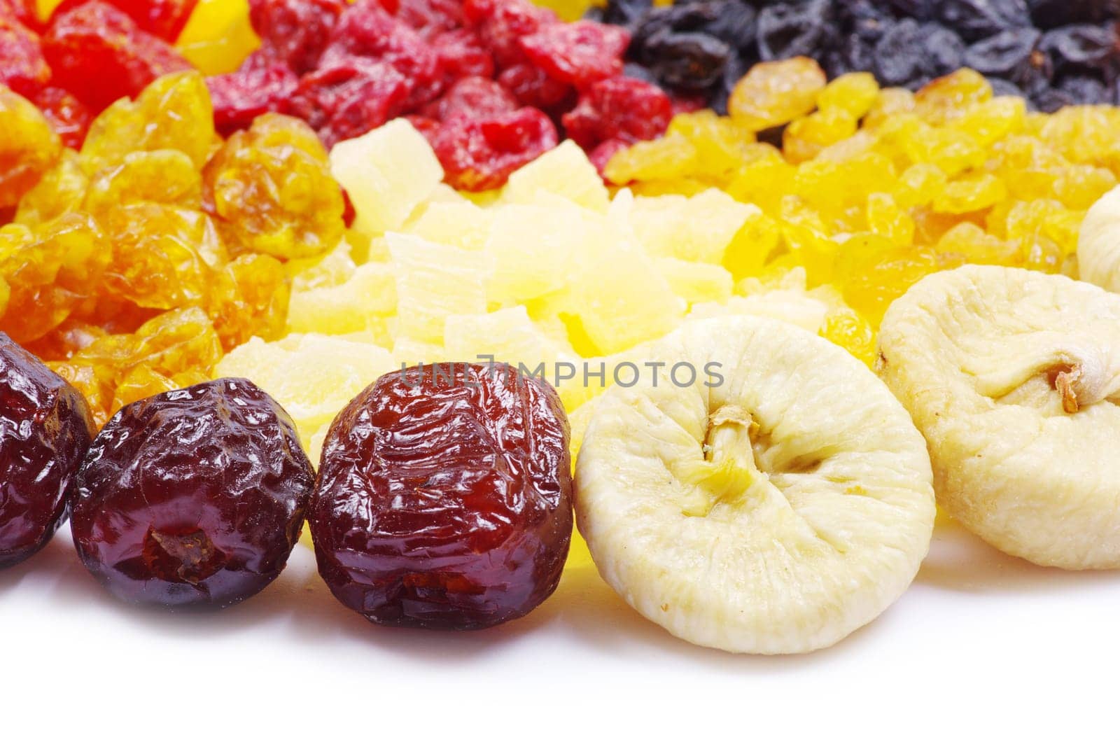 dried fruits collection on white