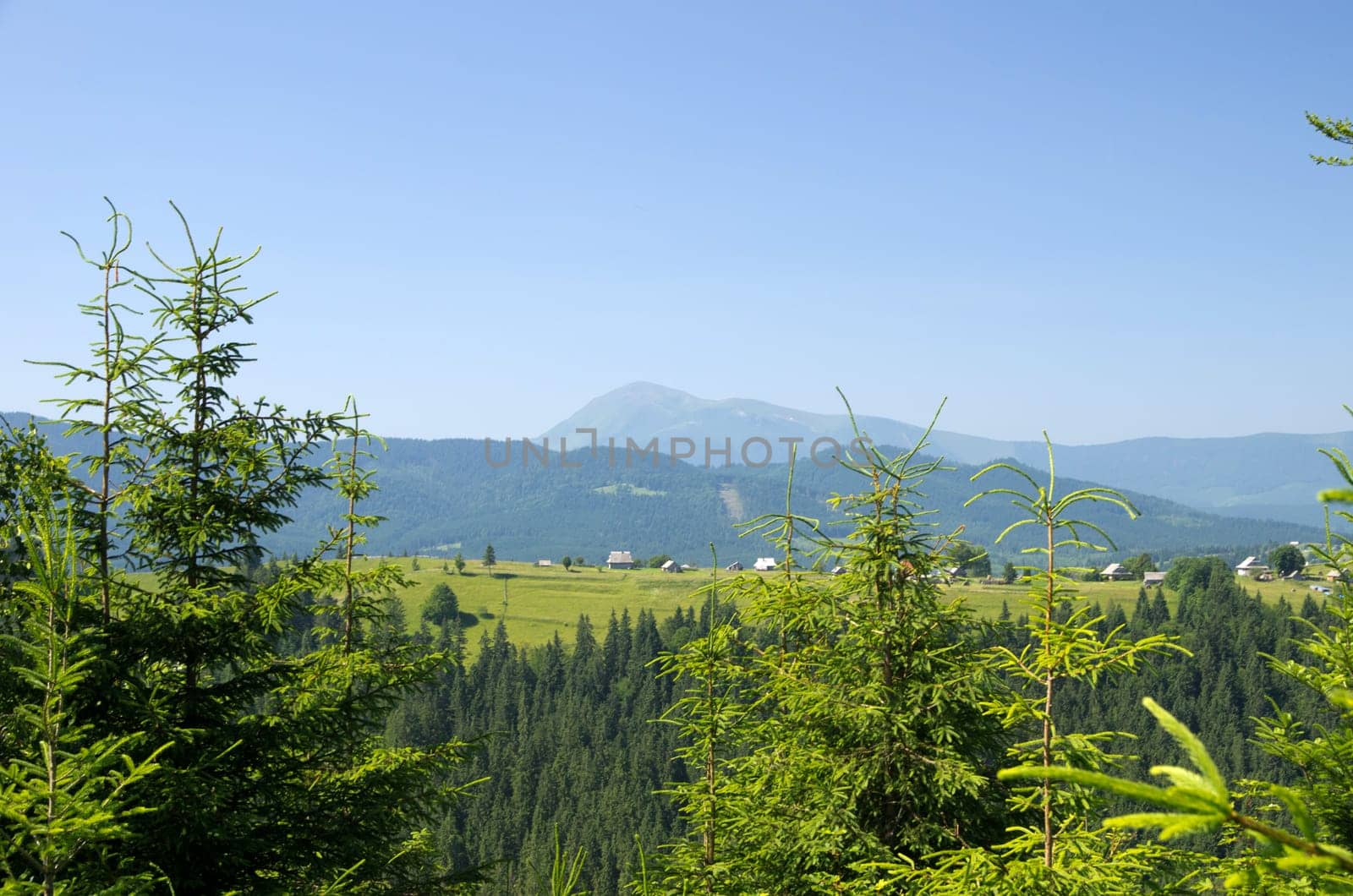 mountain summer landscape with blue sky