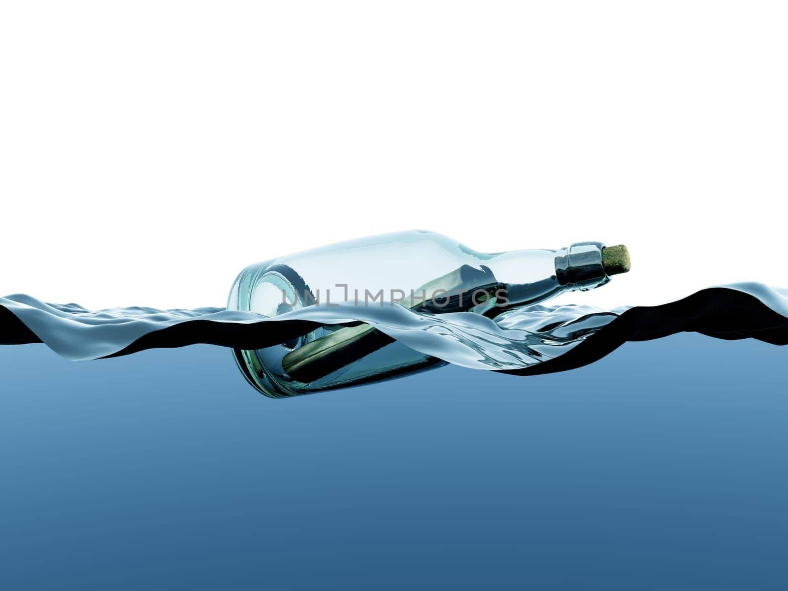 Message in a bottle set adrift in the ocean