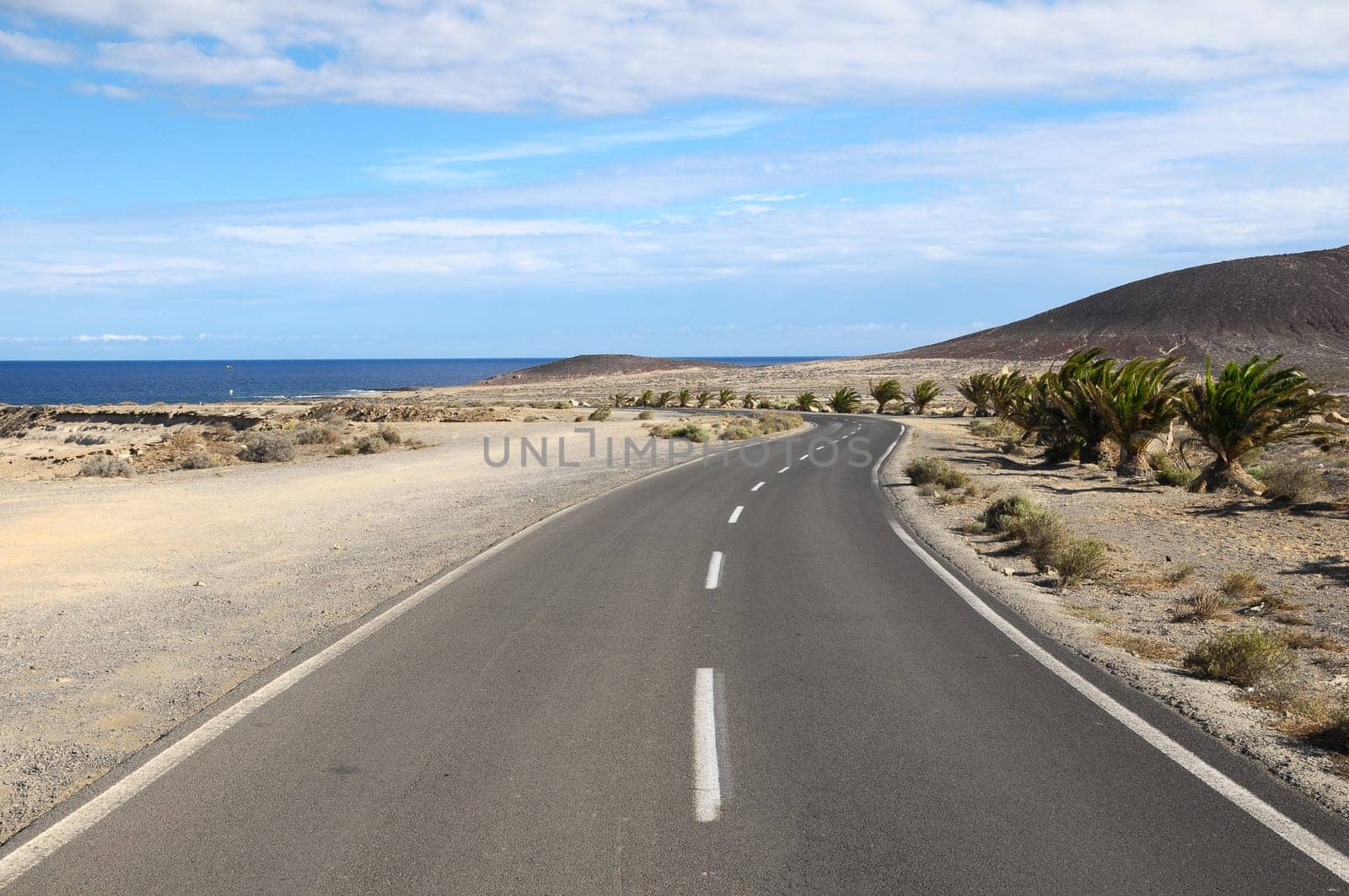 Lonely Road in the Desert Tenerife Canary Islands