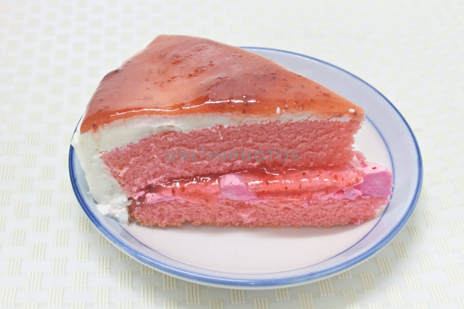 Dessert Strawberry cheesecake in plate on background