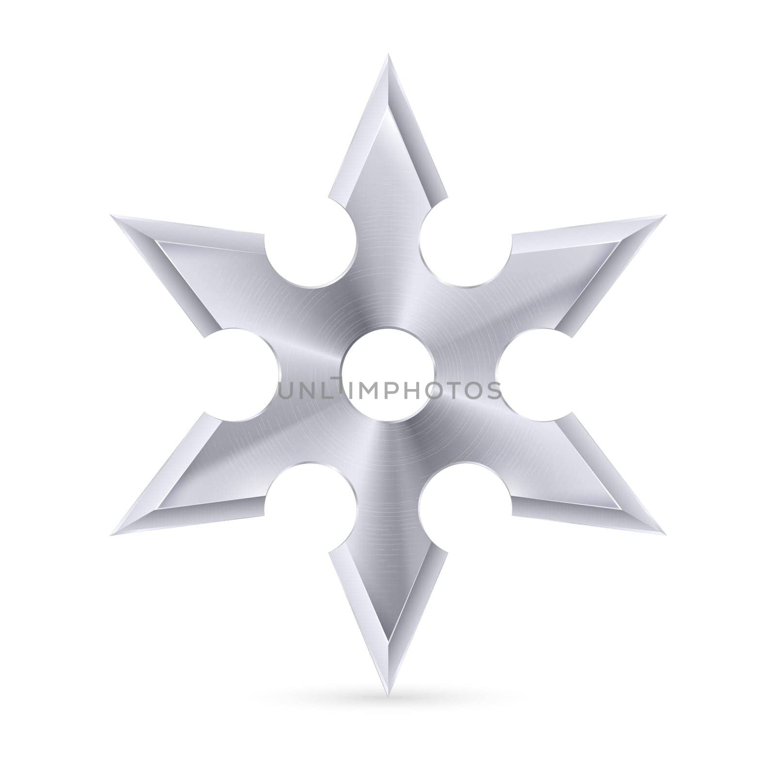 Metal shuriken with six tips on the white background