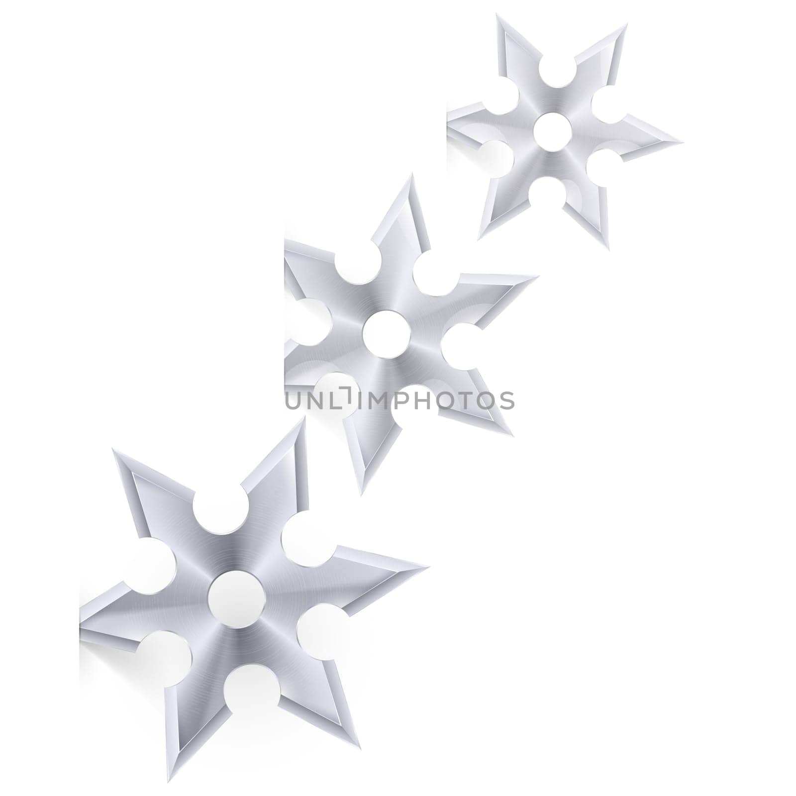 Metal shuriken with six tips on the white background