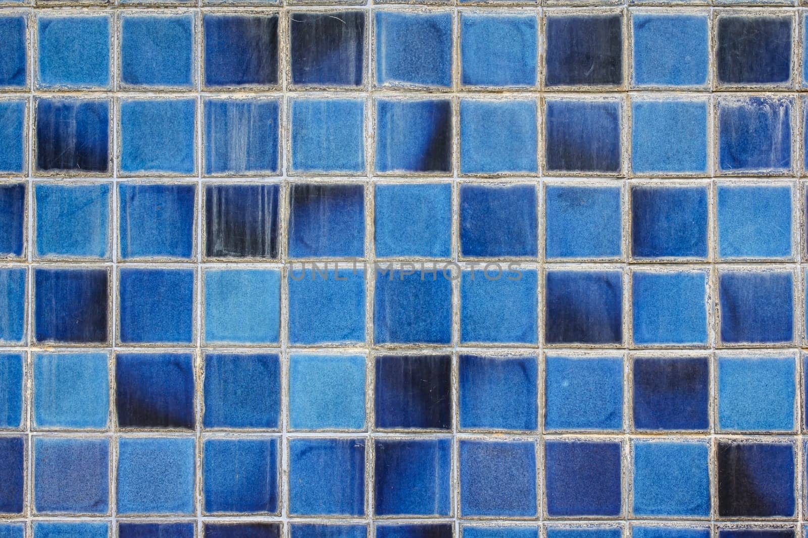 blue ceramic wall tiles and details of surface