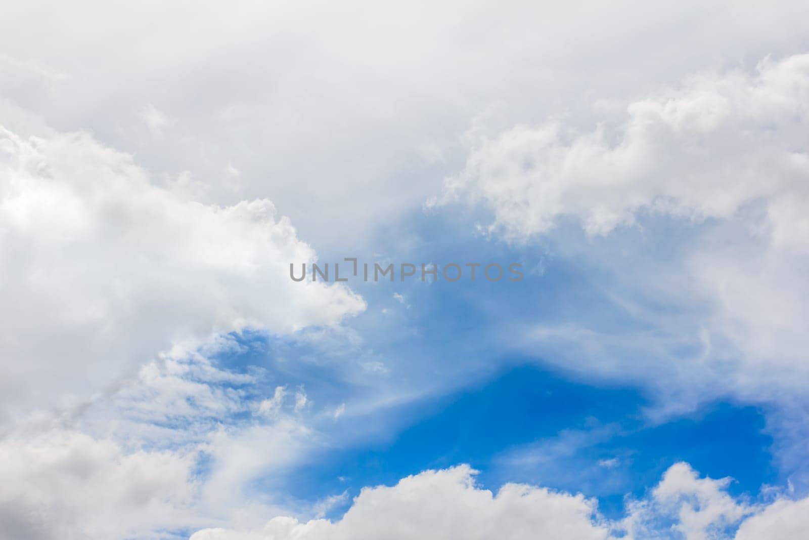 beautiful fresh, bright clouds with blue sky in bright day for scene and background