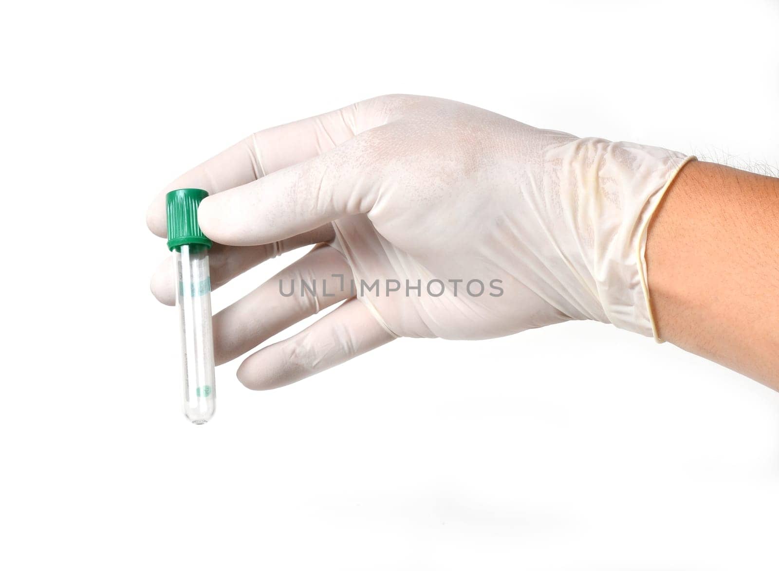 hand holding vacuum tube isolated on white background