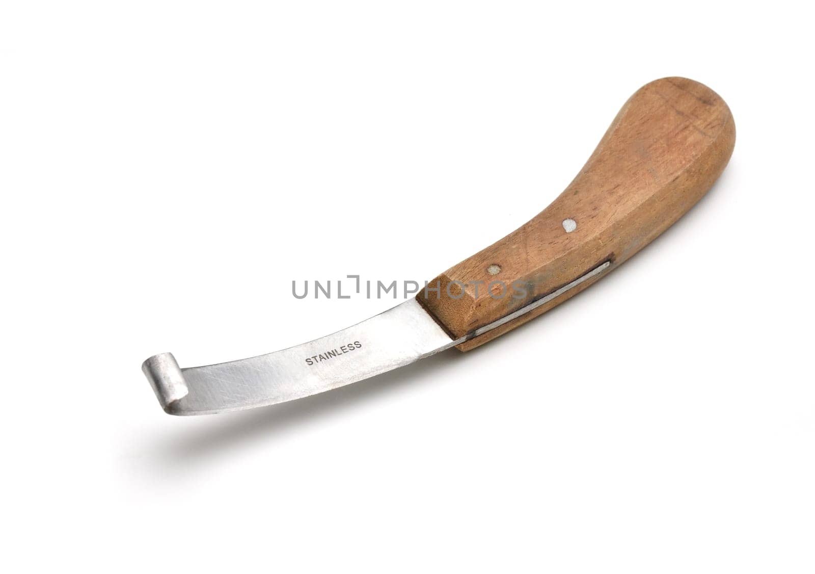 knife for trimming animal hoof on white background