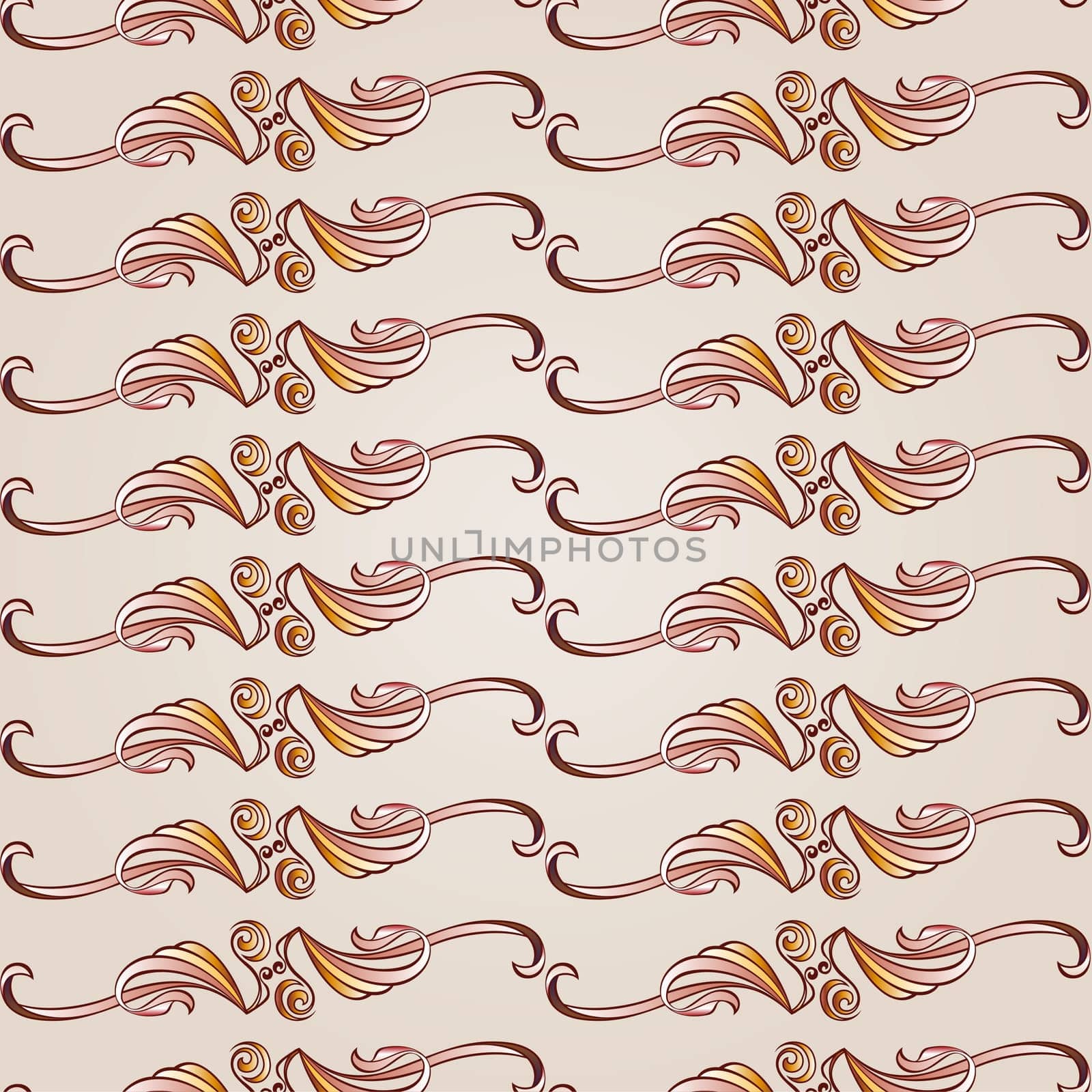 Seamless florid pattern in brown, pastel rose pink and yellow shades