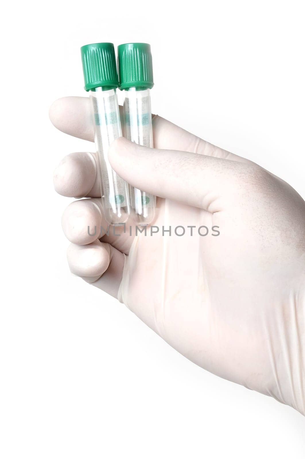 hand holding vacuum tube isolated on white background