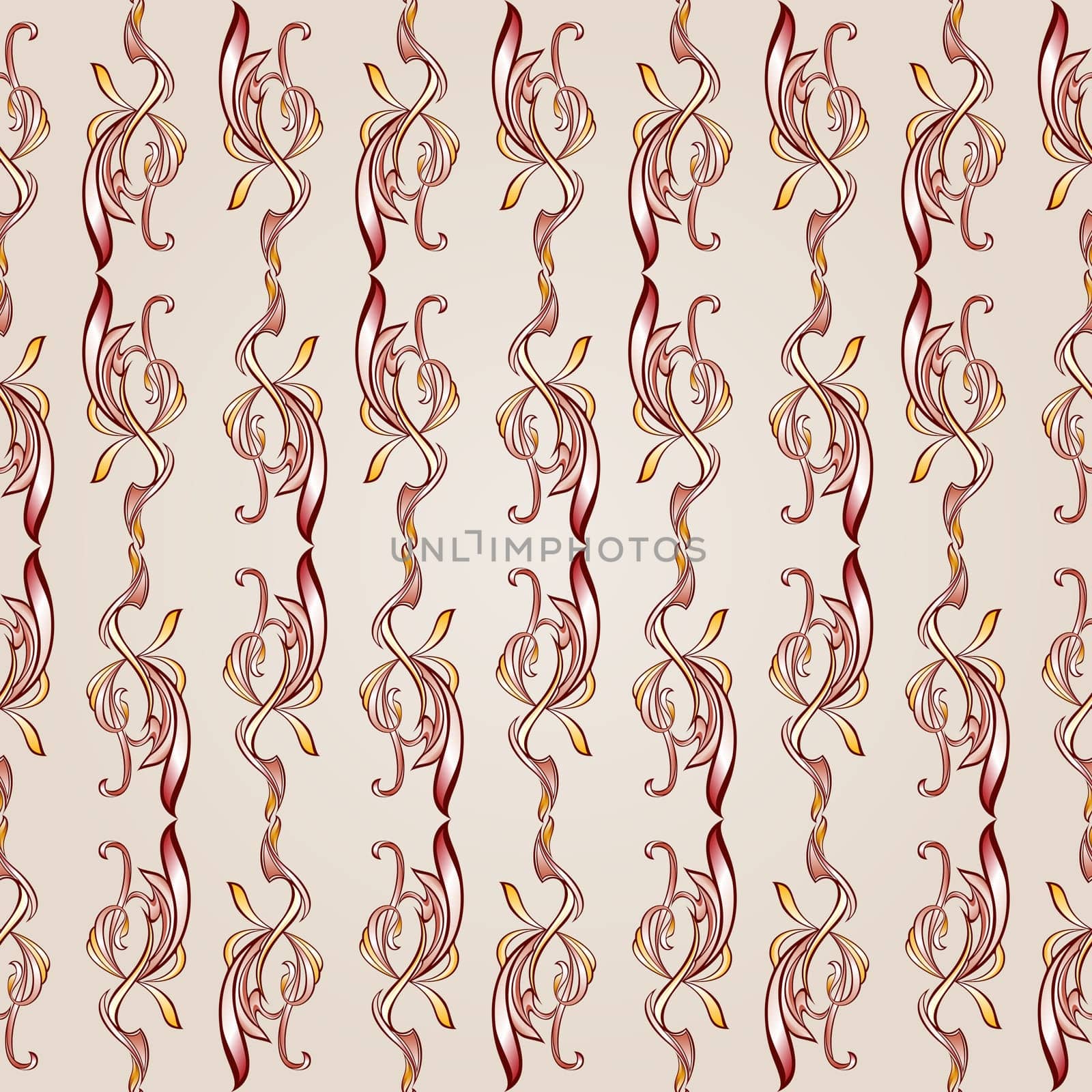 Seamless floral pattern in burgundy, pink and yellow shades on pastel rose pink background
