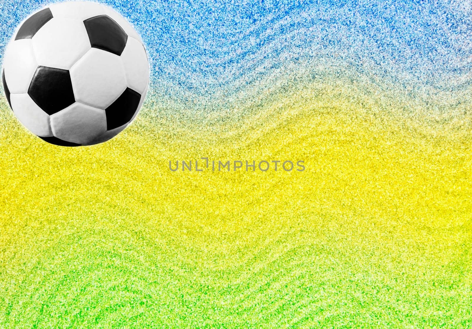 Vintage photo - Soccer ball and the colors of Brazil flag