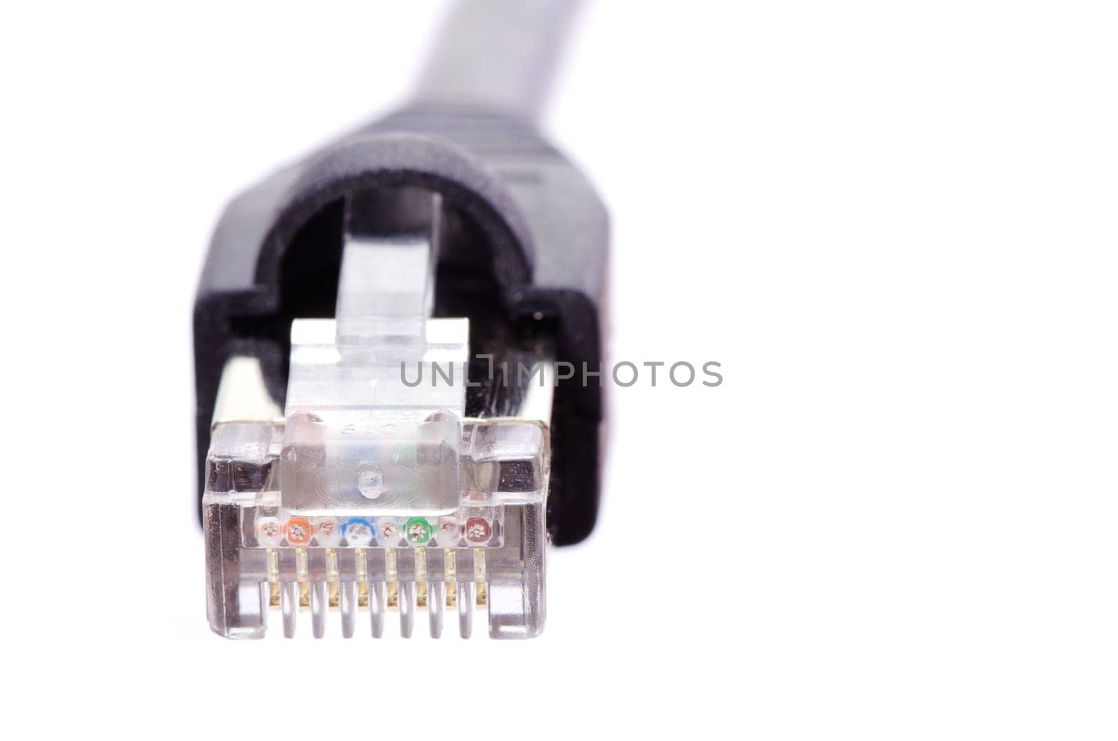 Macro shot of network connection plug