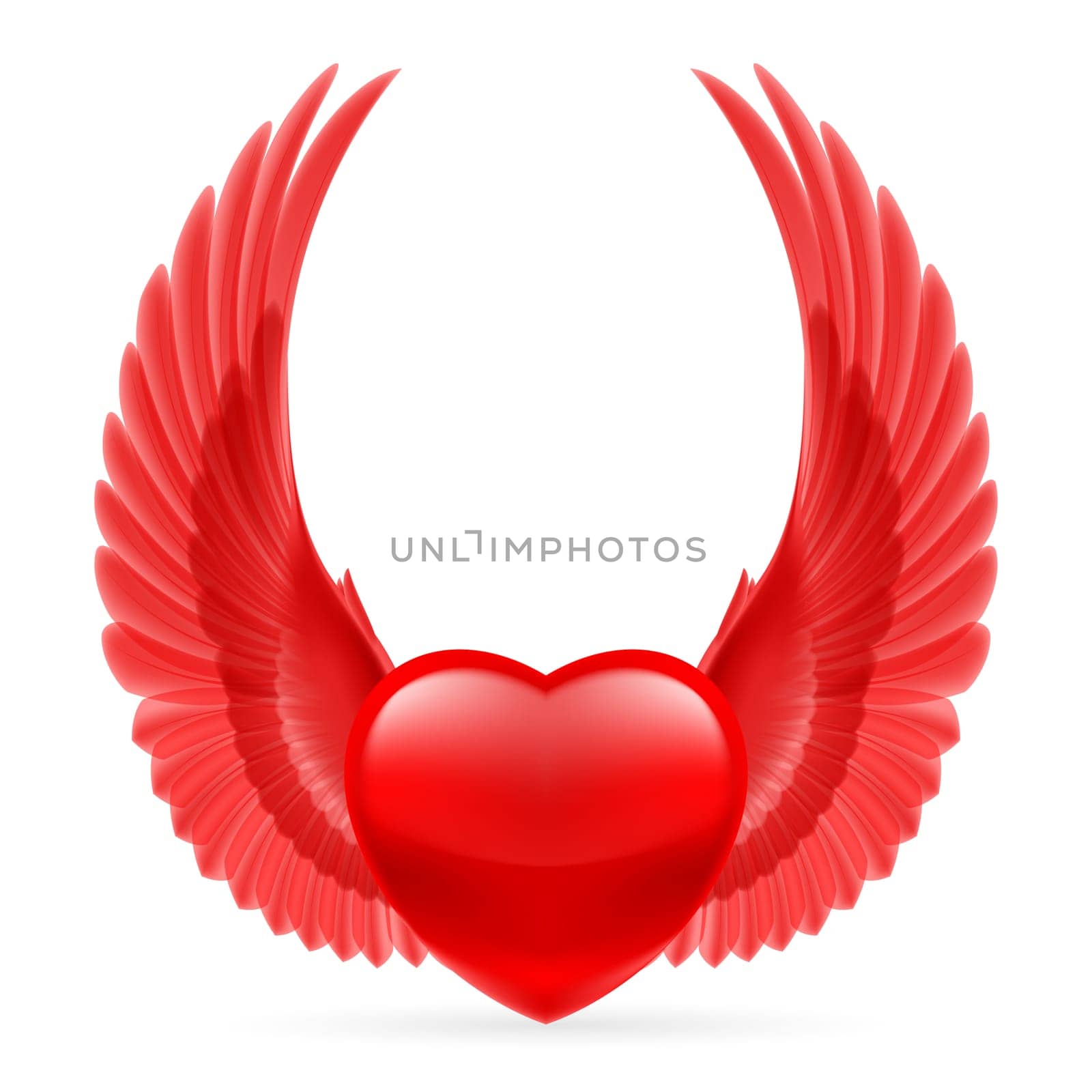 Red heart with bright red wings up.