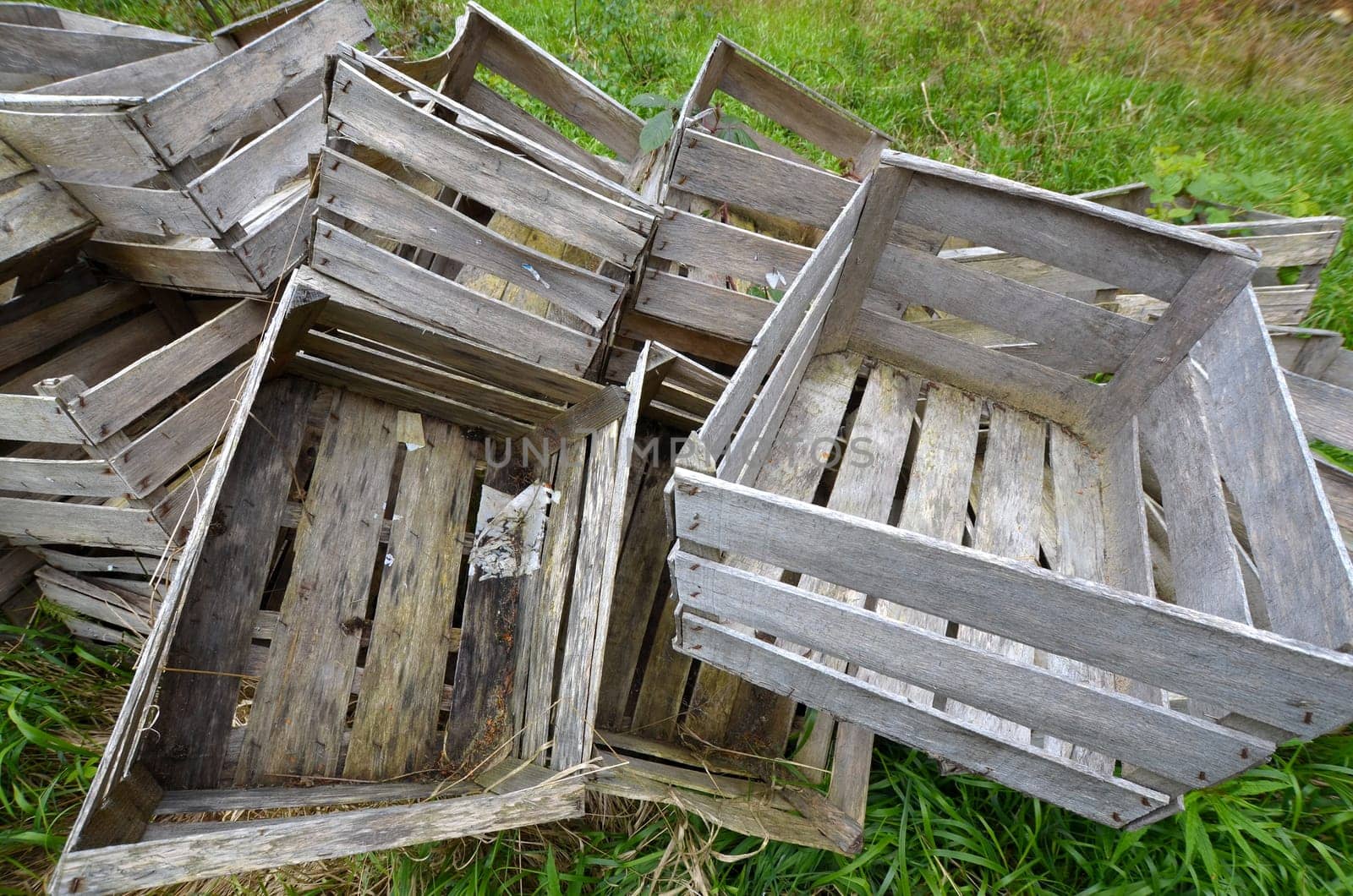 old wooden boxes